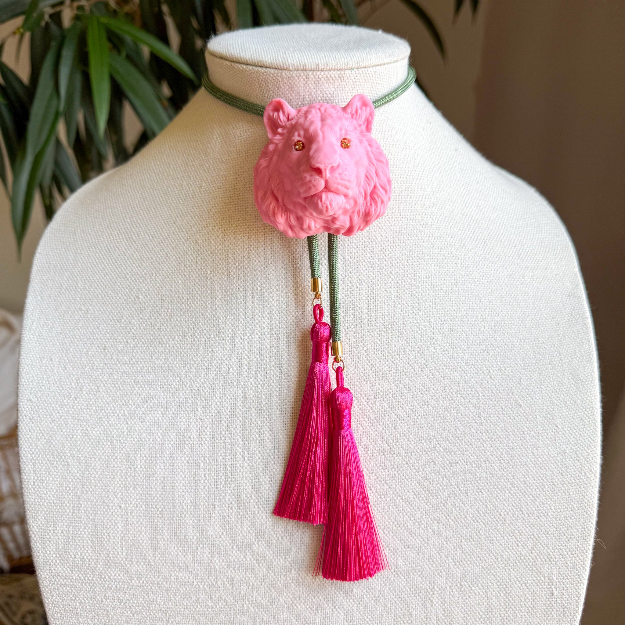 Tiger Bolo Bubble Gum Pink with Olive & Fuchsia