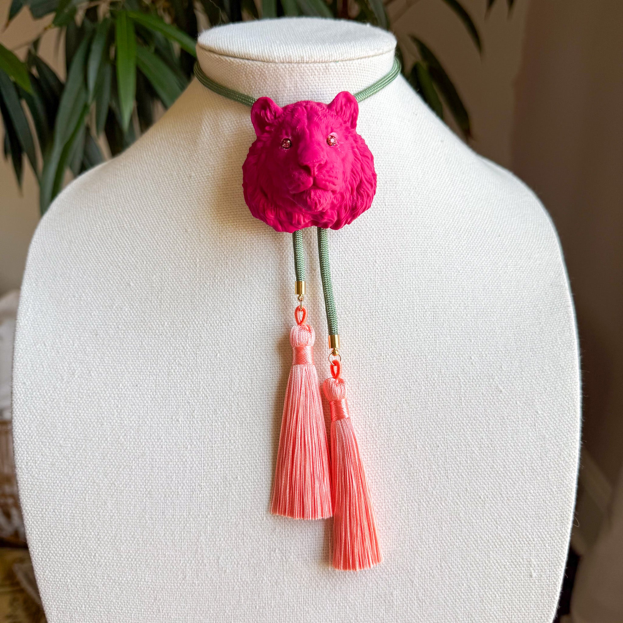 Tiger Bolo Raspberry Pink with Olive & Peach