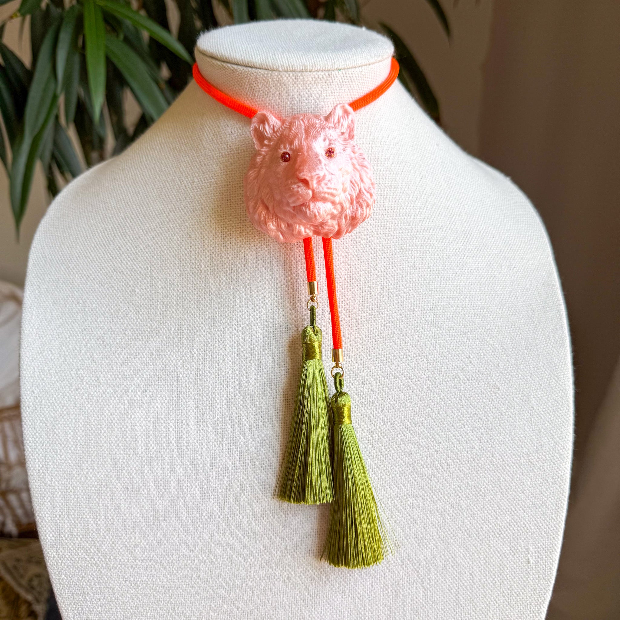 Tiger Bolo Sugar Pink with Neon Orange & Olive