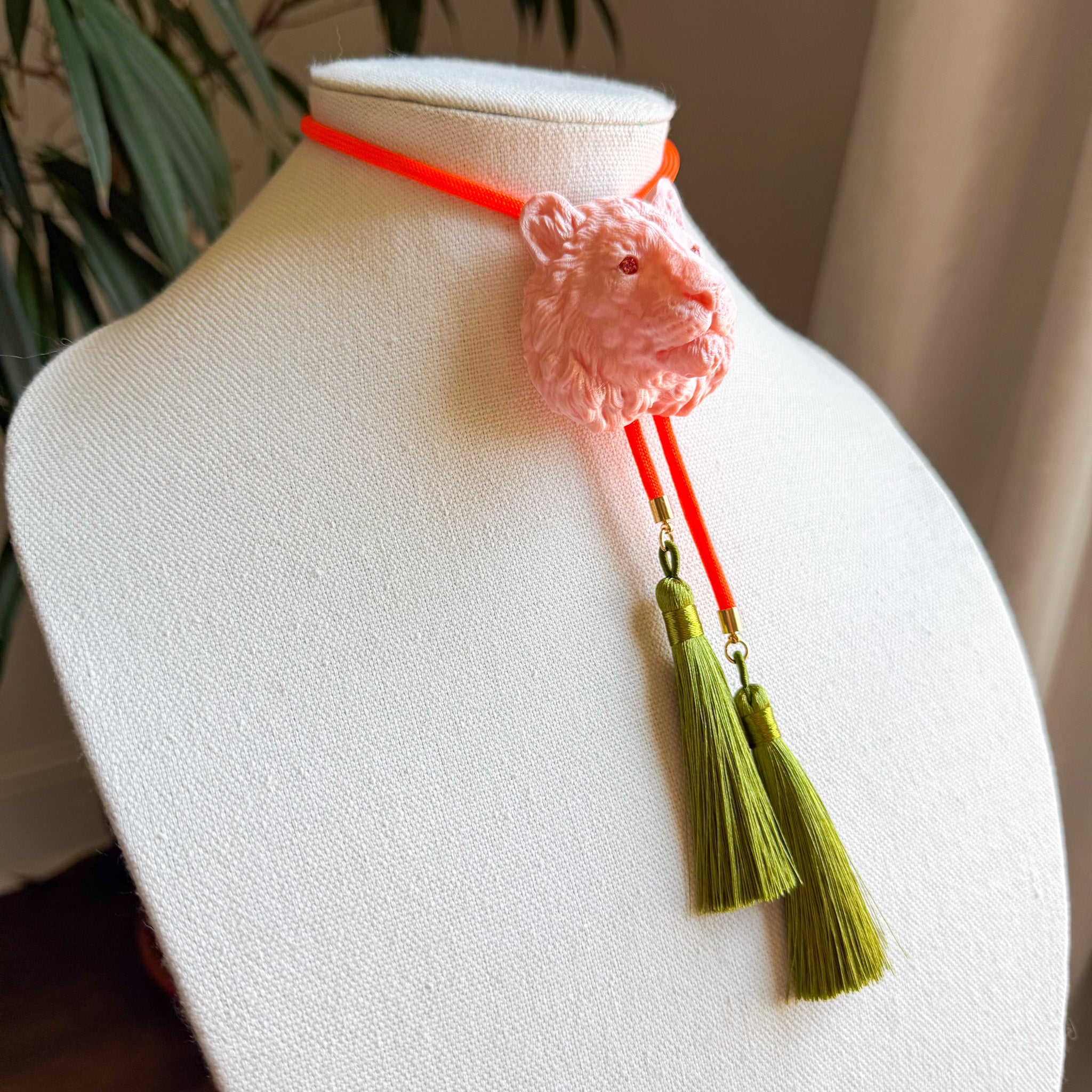 Tiger Bolo Sugar Pink with Neon Orange & Olive