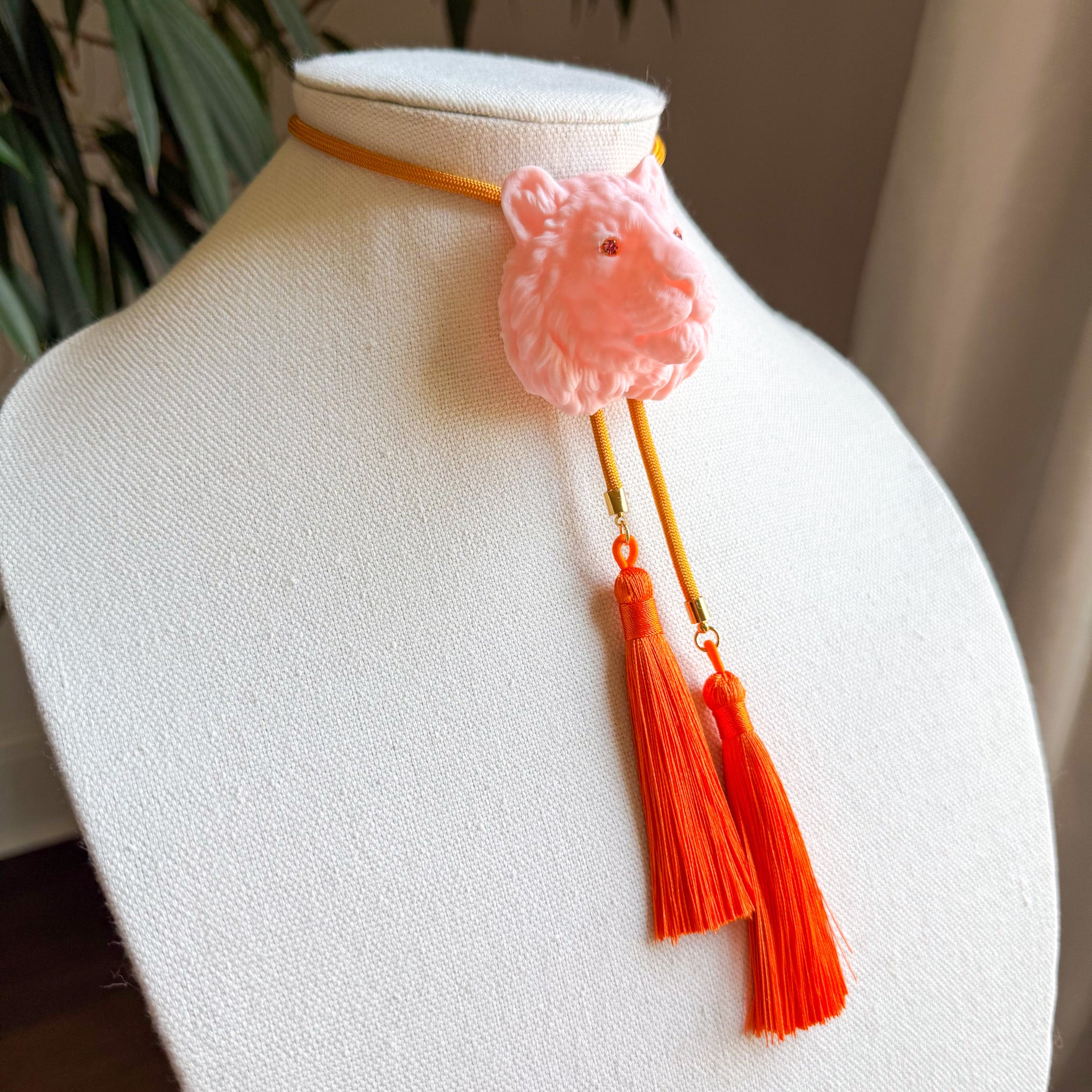 Tiger Bolo Blush Pink with Golden Yellow & Orange