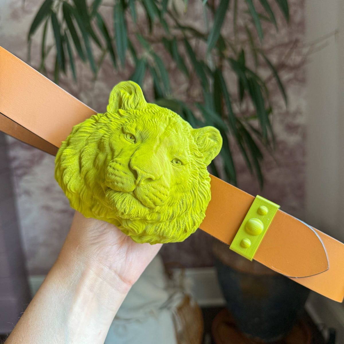 Tiger Belt Buckle Olive Green
