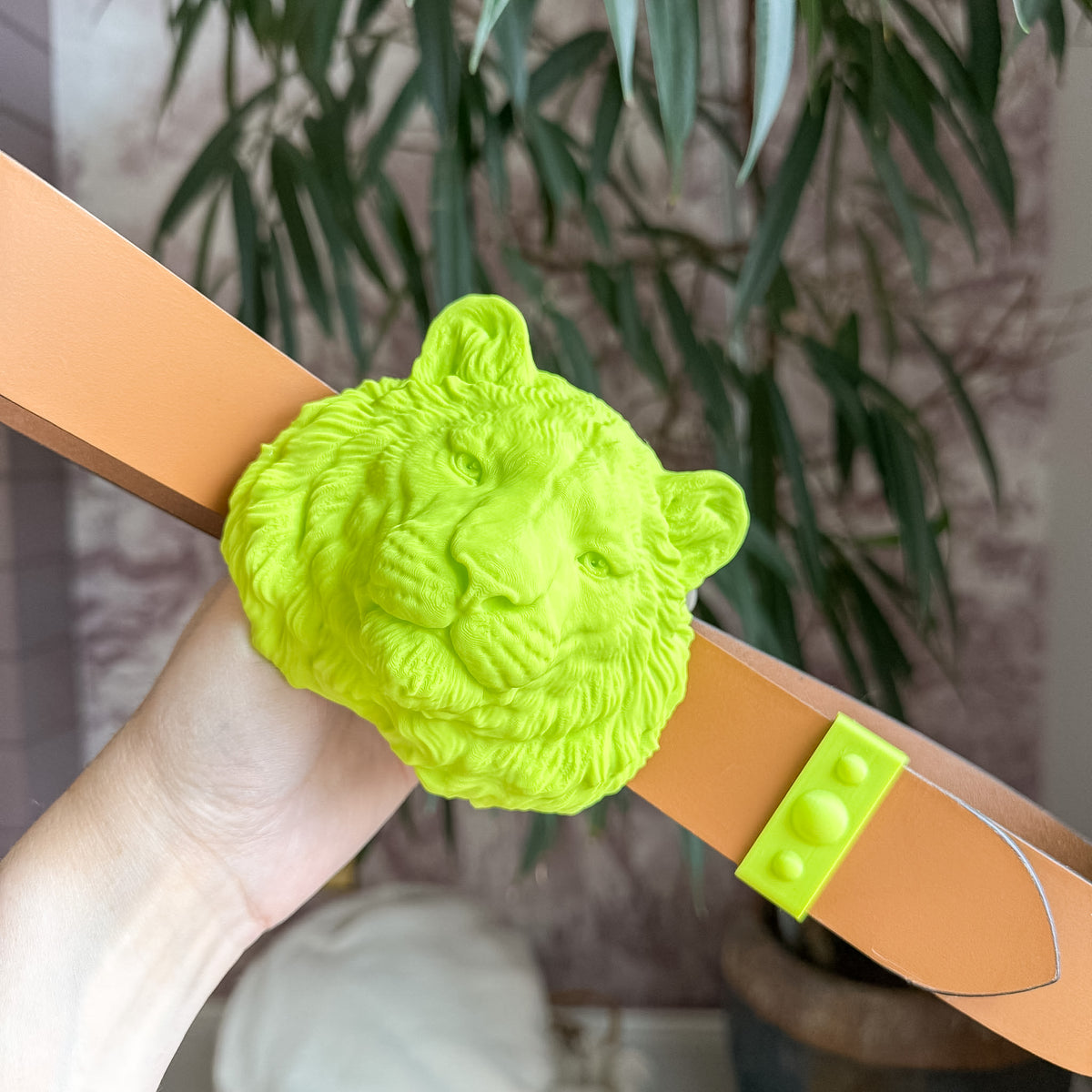 Tiger Belt Buckle Lime Green