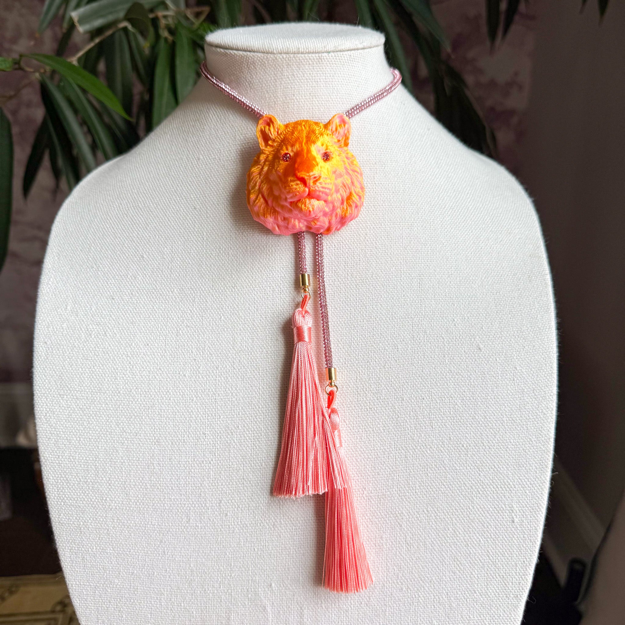 Glitzy Tiger Bolo Sunrise Orange with Pink & Peach