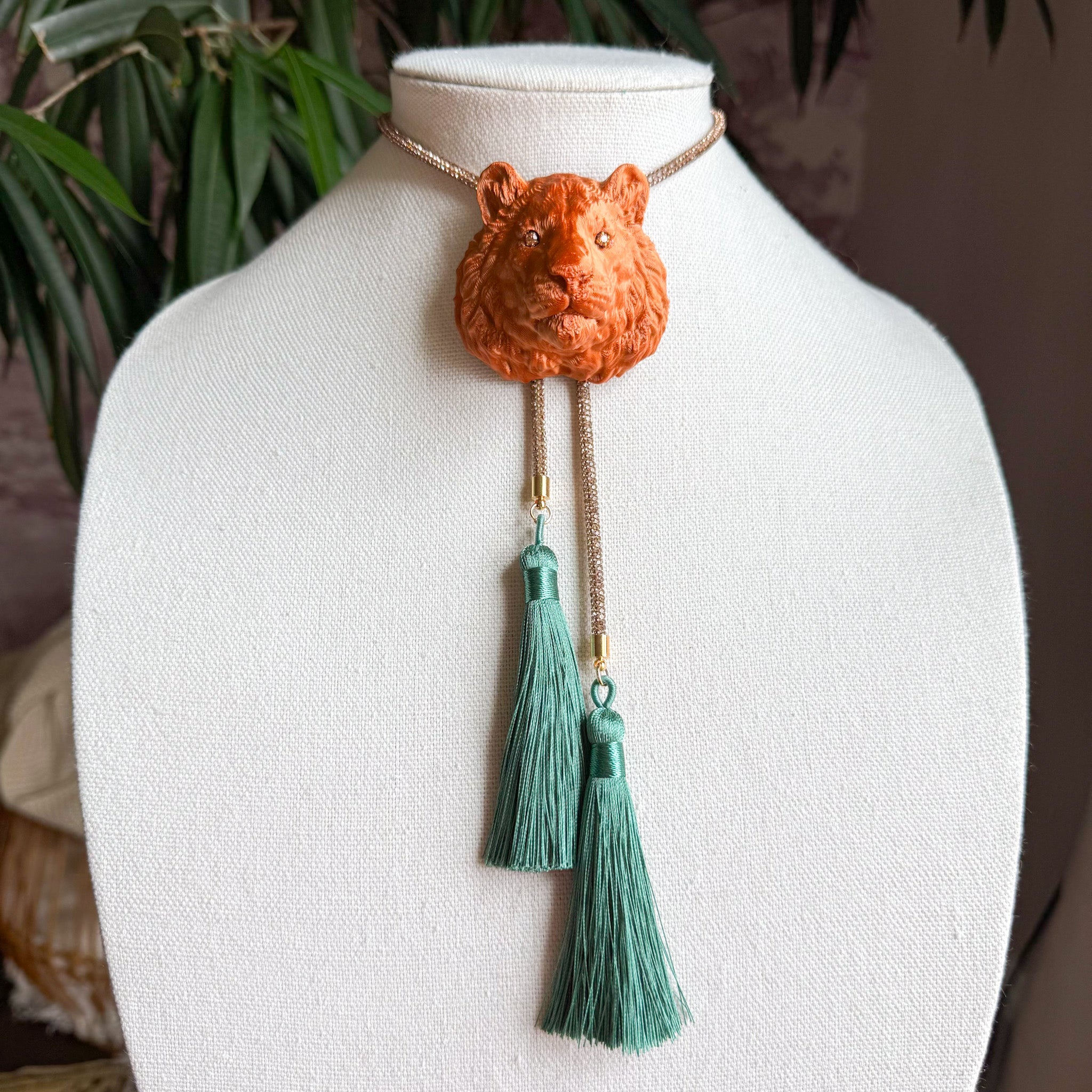 Glitzy Tiger Bolo Bronze with Bronze & Peacock Blue