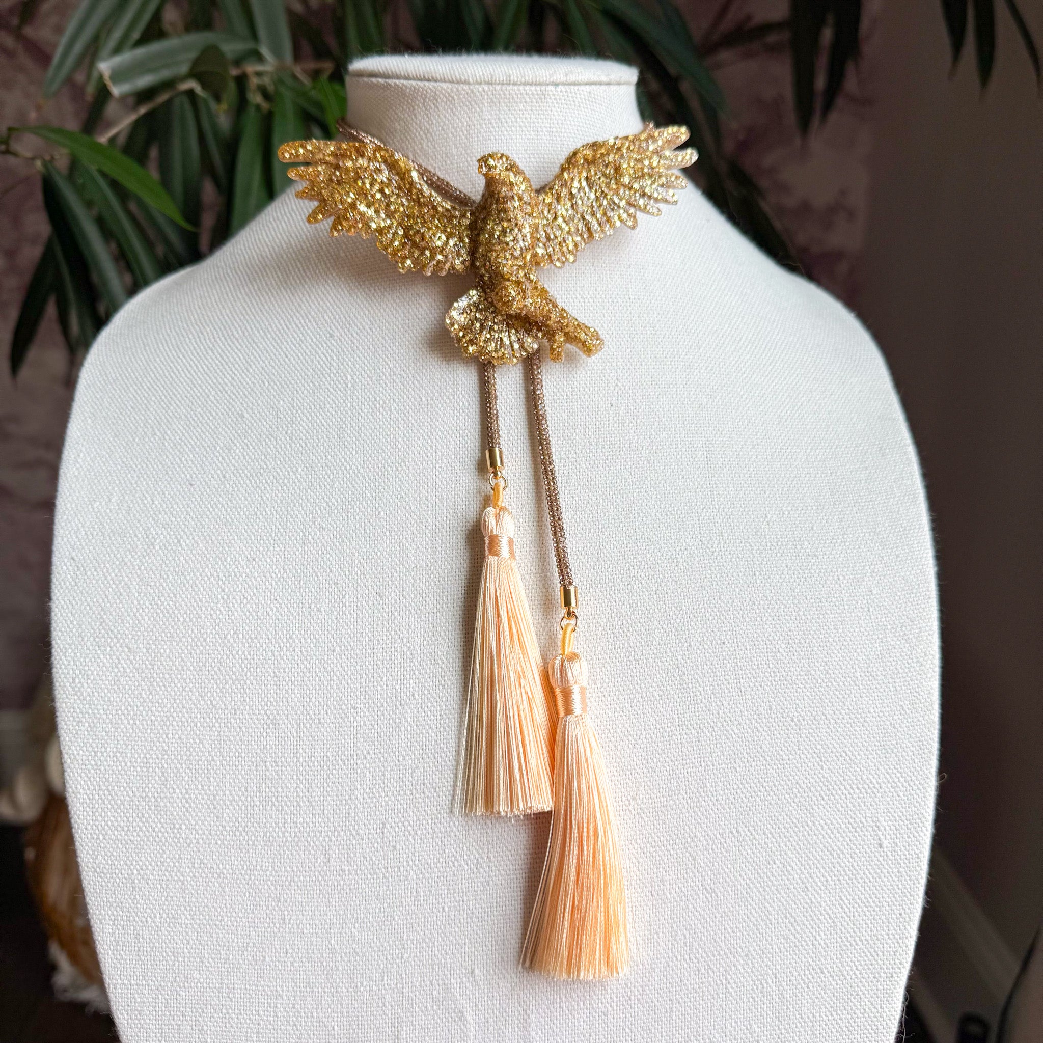 Glitzy Eagle Bolo Gold with Bronze & Cream