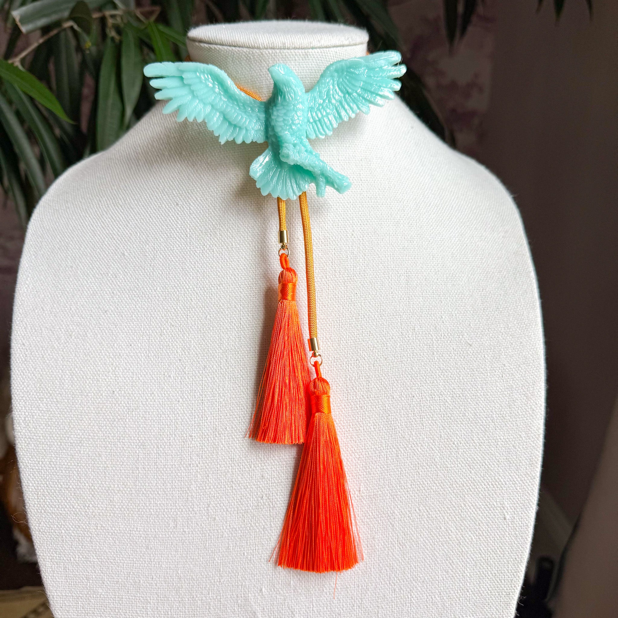 Eagle Bolo Turquoise with Golden Yellow & Orange