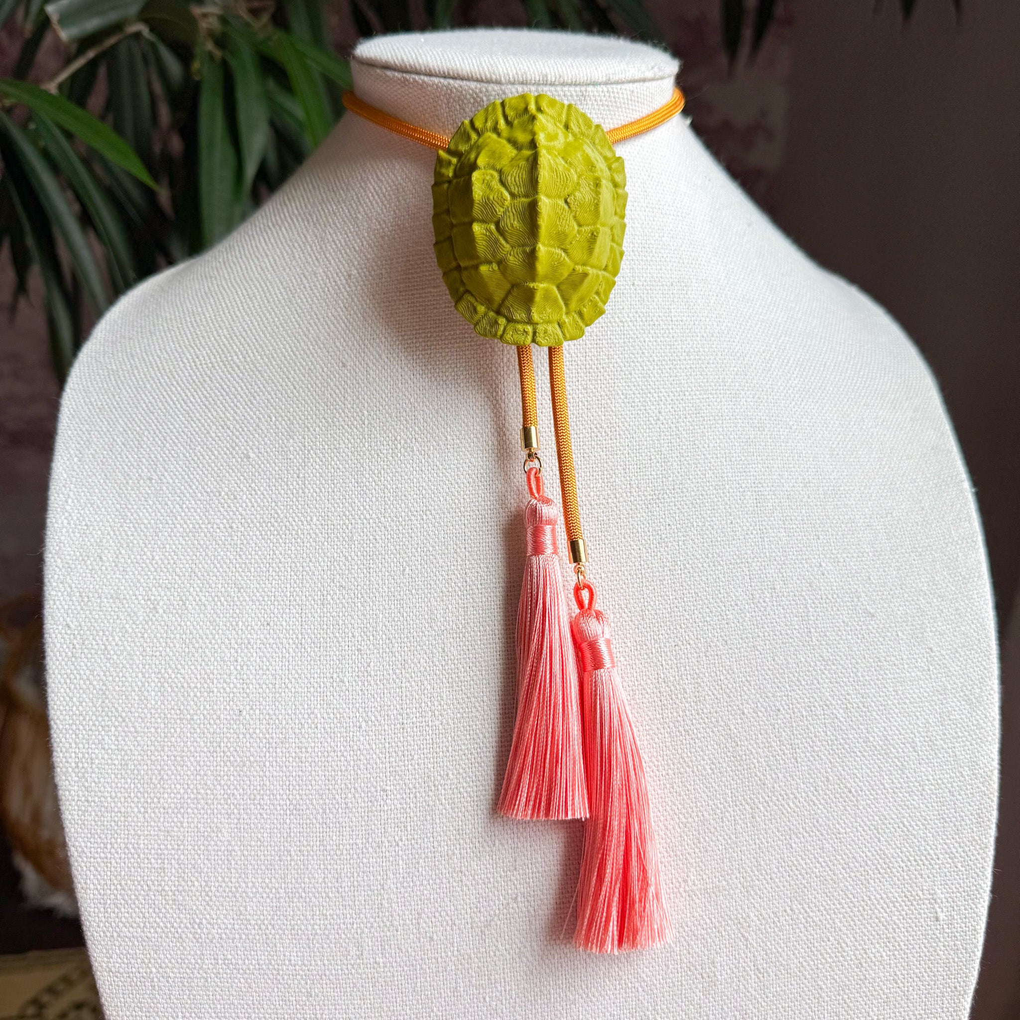 Tortoise Bolo Olive Green with Golden Yellow & Peach