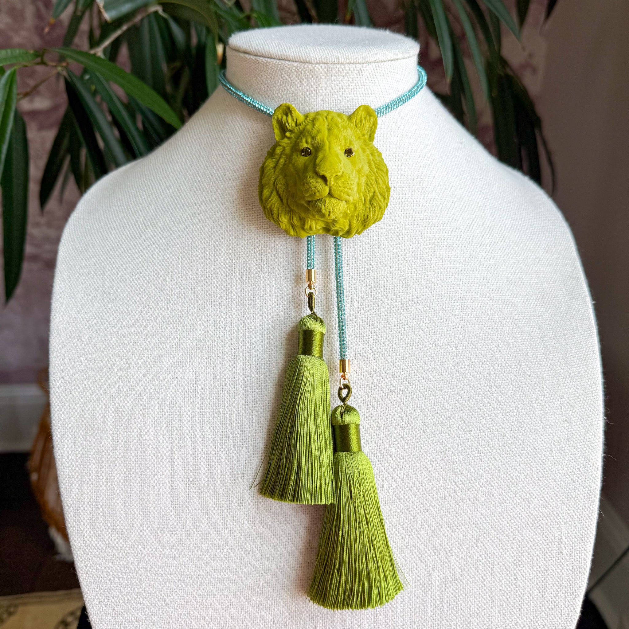 Glitzy Tiger Bolo Olive Green with Blue & Olive