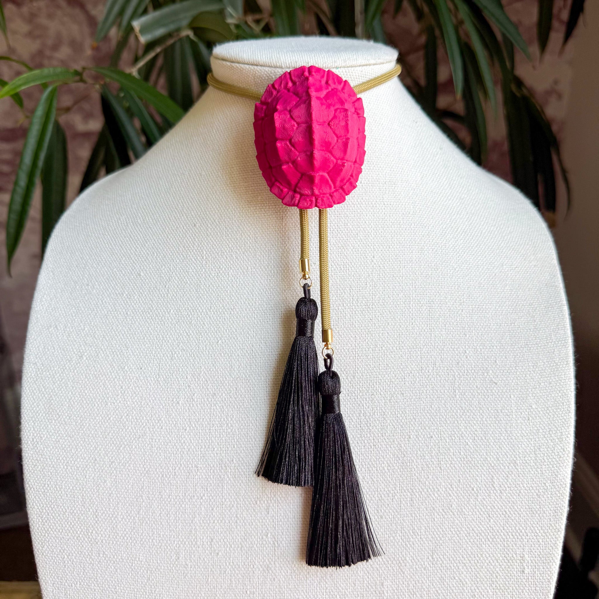 Tortoise Bolo Raspberry Pink with Khaki & Black