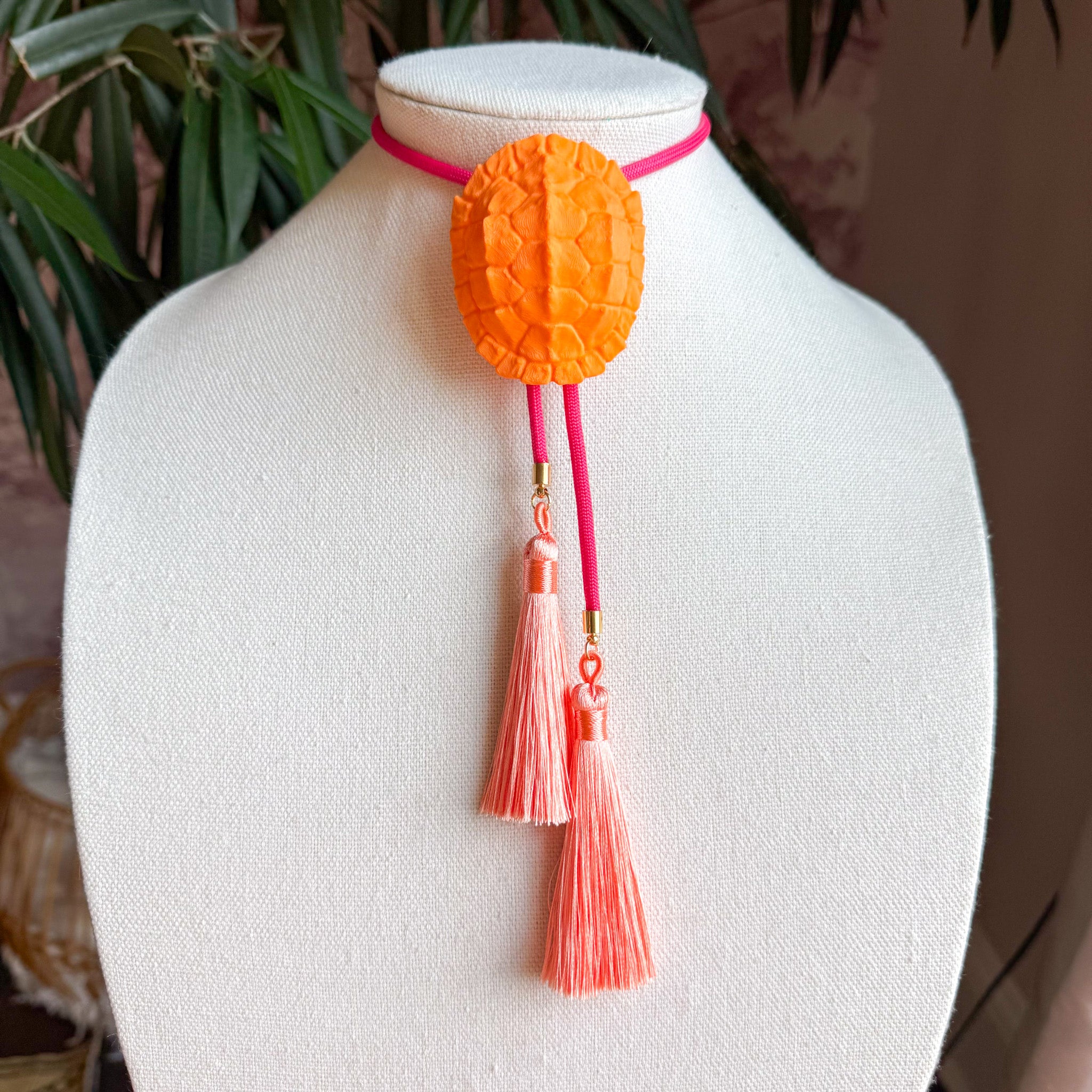 Tortoise Bolo Orange Citrus with Hot Pink & Peach
