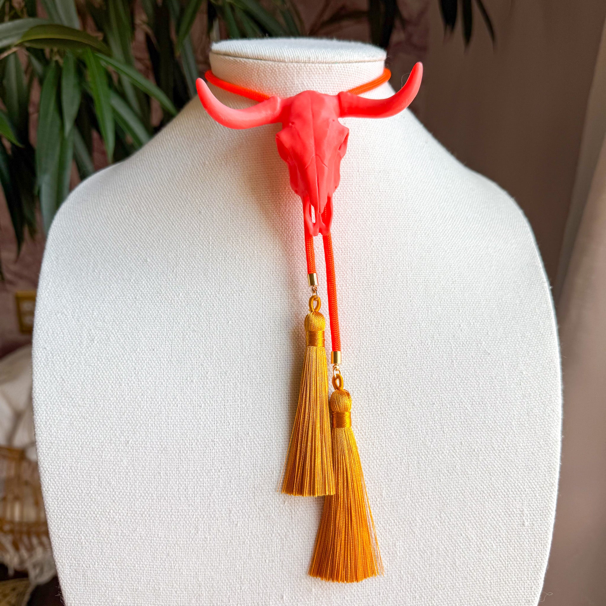 Longhorn Bolo Coral with Neon Orange & Golden Yellow