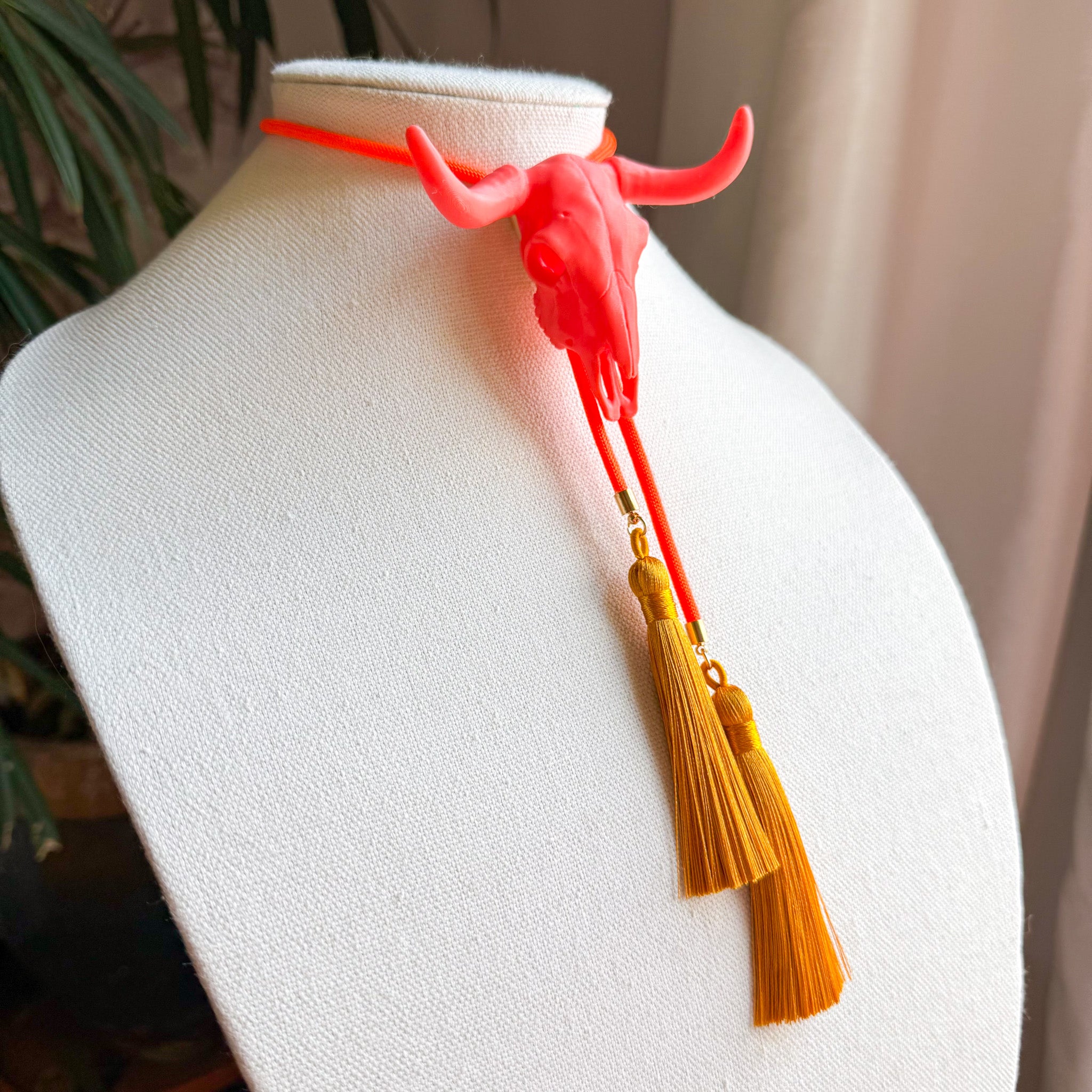 Longhorn Bolo Coral with Neon Orange & Golden Yellow