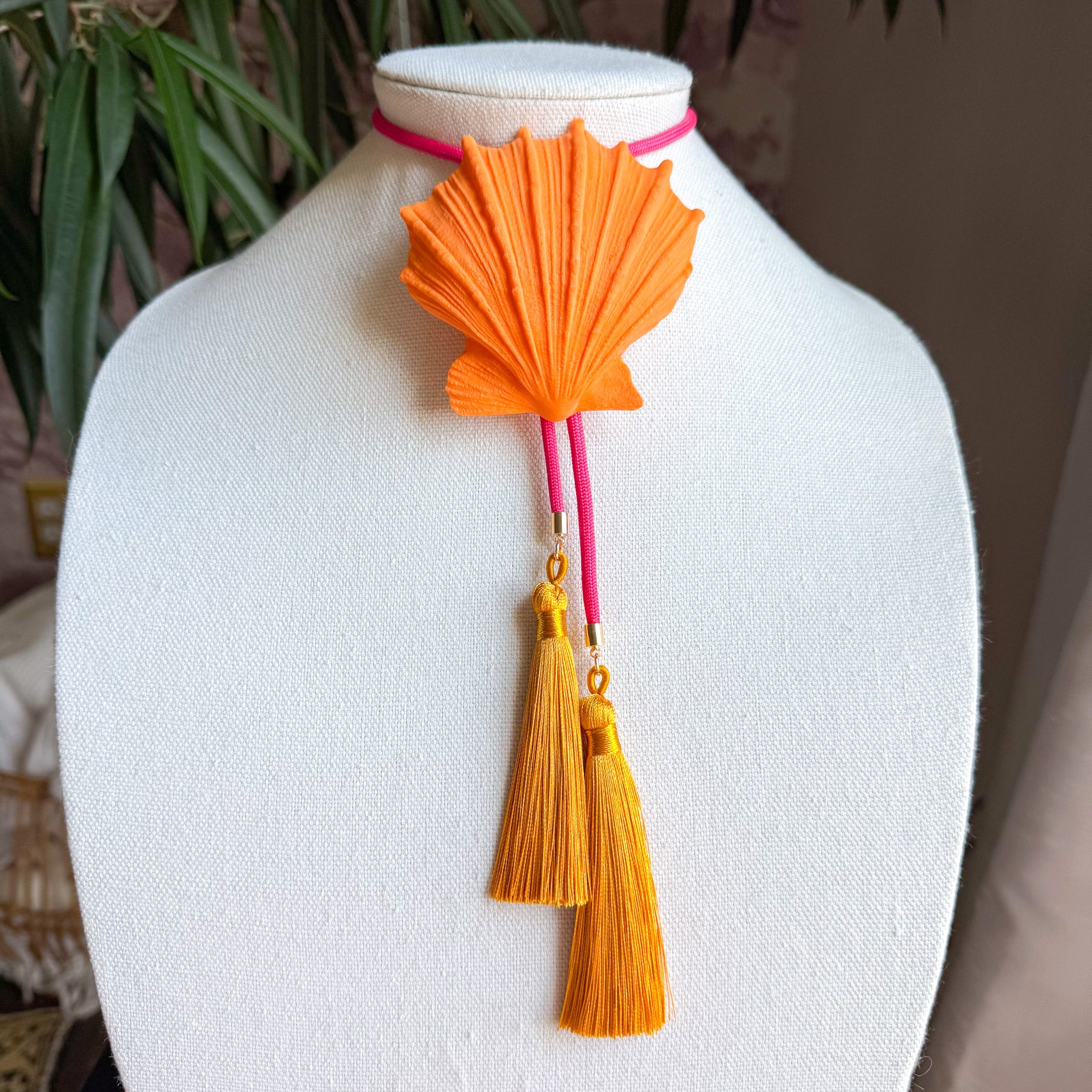 Shell Bolo Orange Citrus with Hot Pink & Golden Yellow