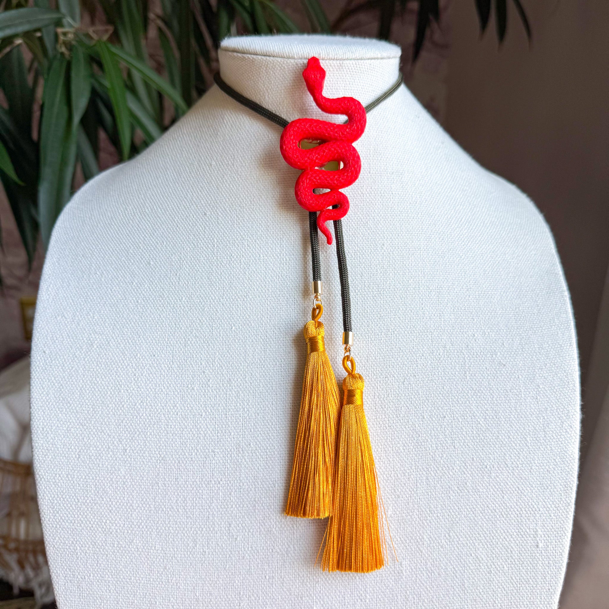 Snake Bolo Candy Red with Moss Green & Golden Yellow