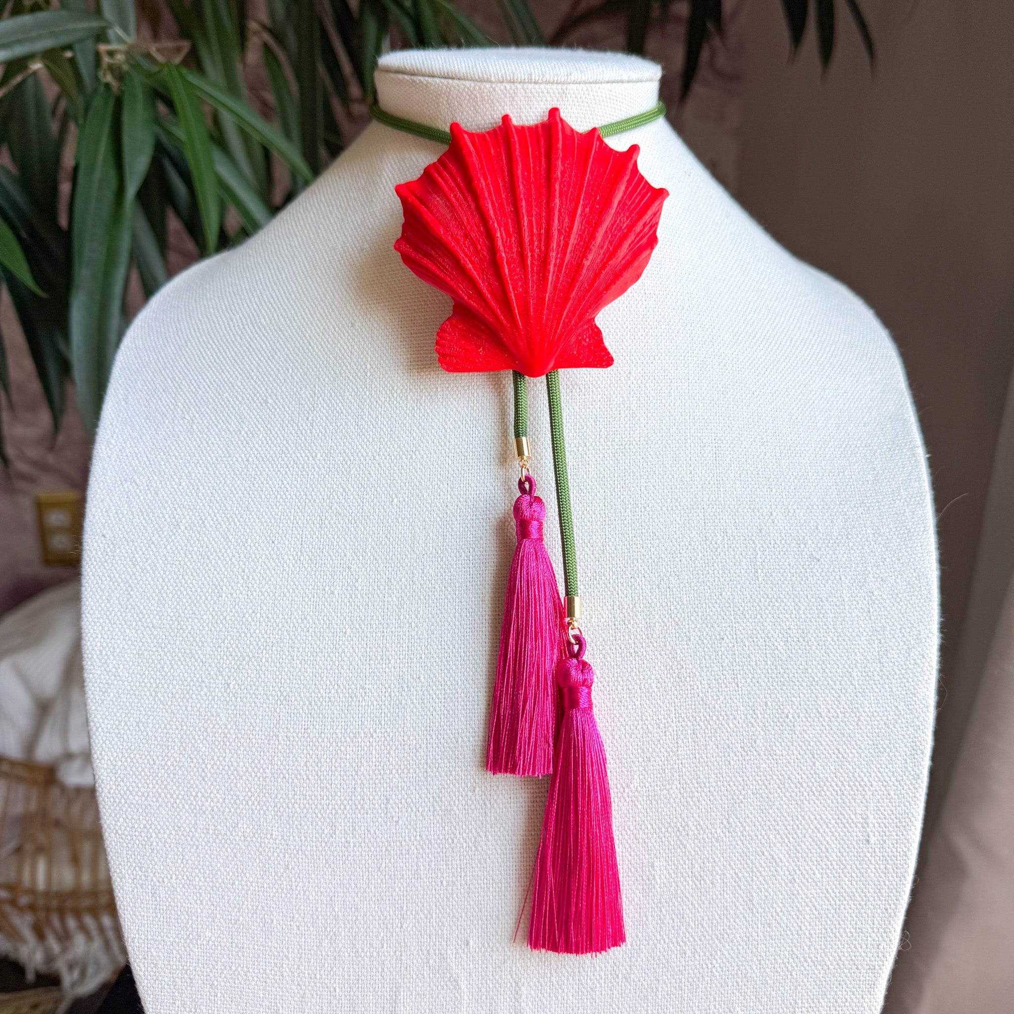 Shell Bolo Candy Red with Olive & Fuchsia