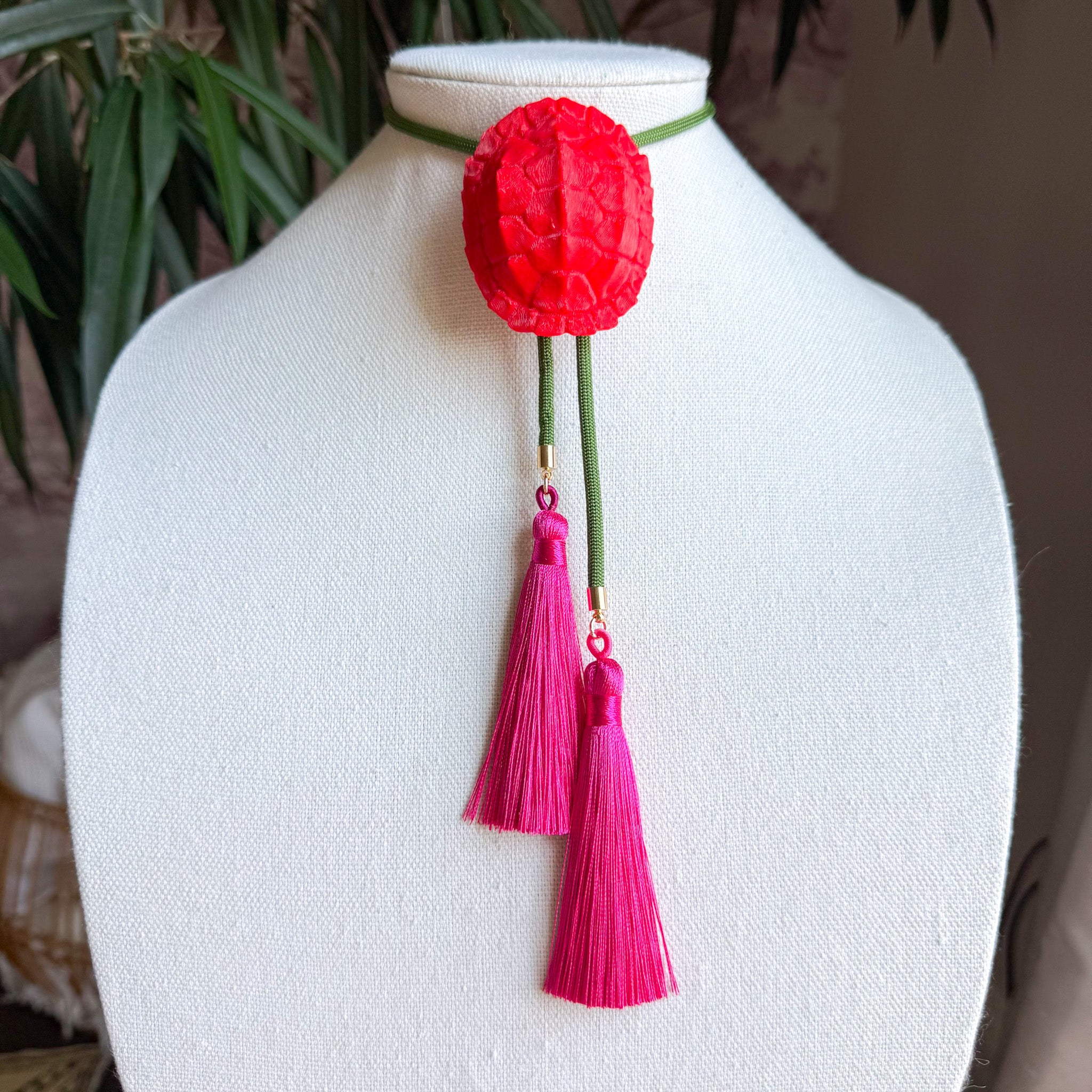 Tortoise Bolo Candy Red with Olive & Fuchsia