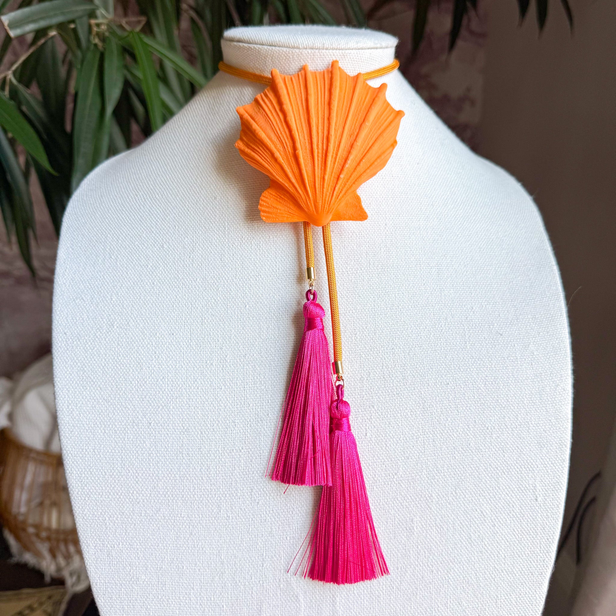 Shell Bolo Orange Citrus with Golden Yellow & Fuchsia
