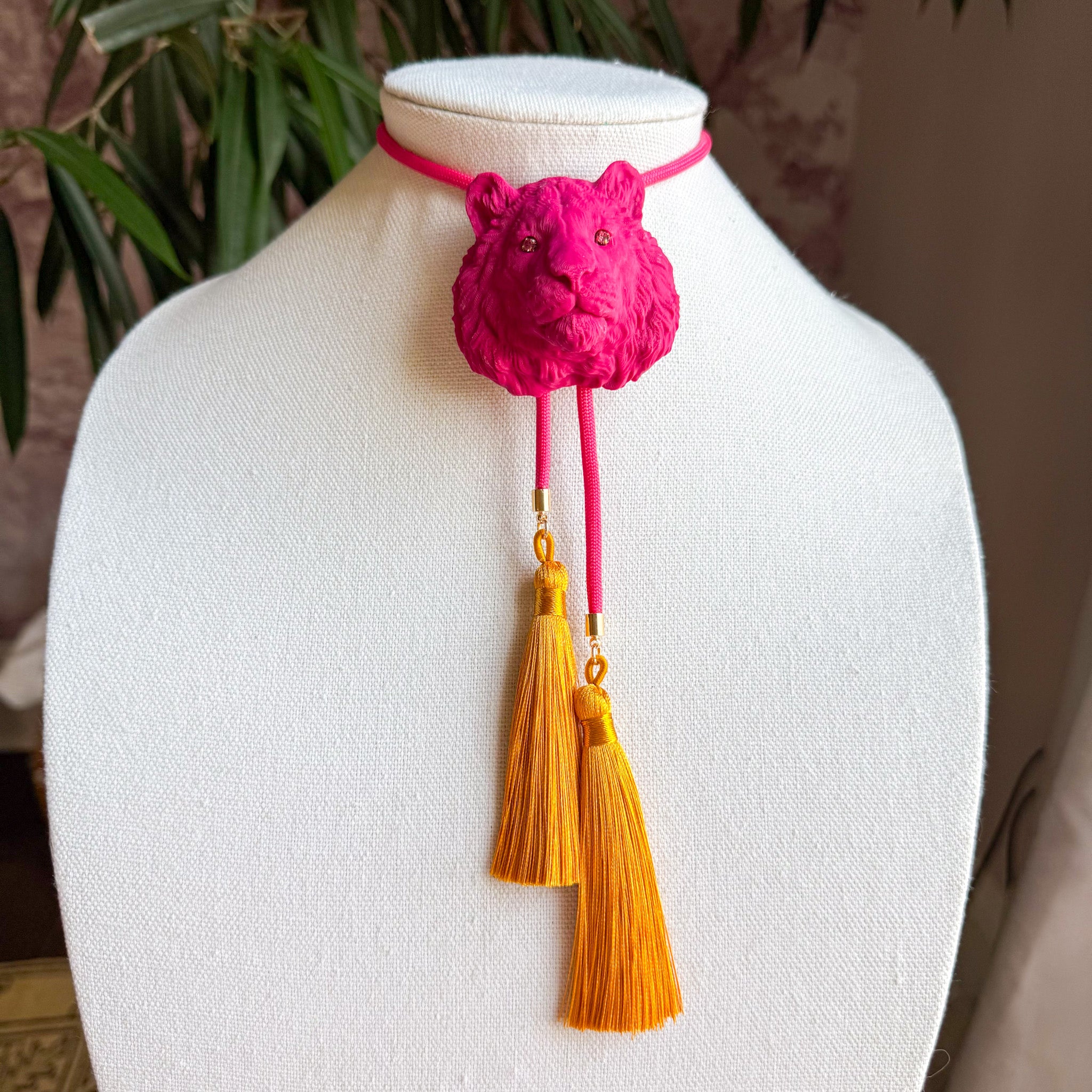 Tiger Bolo Raspberry Pink with Hot Pink & Golden Yellow