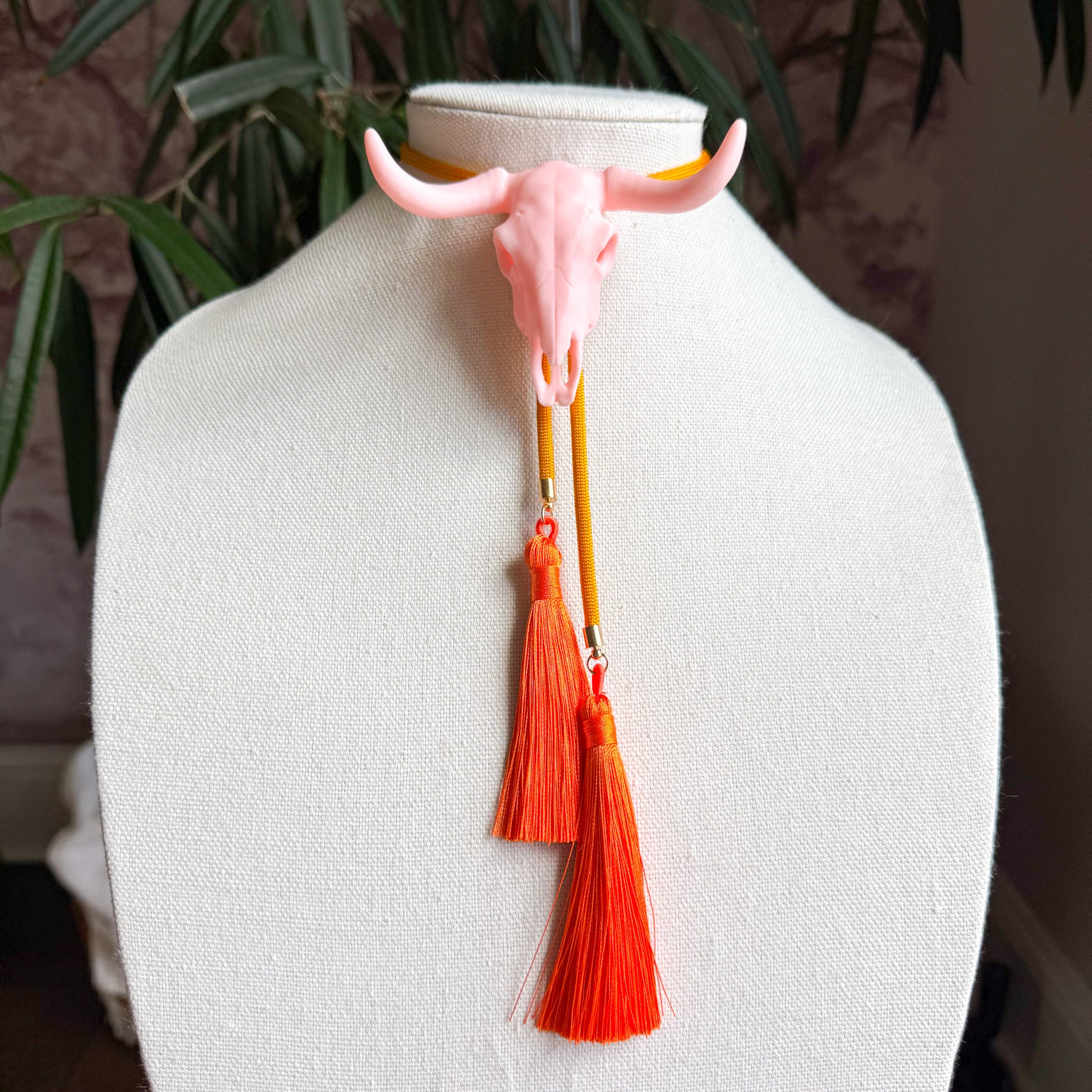 Longhorn Bolo Blush Pink with Golden Yellow & Orange