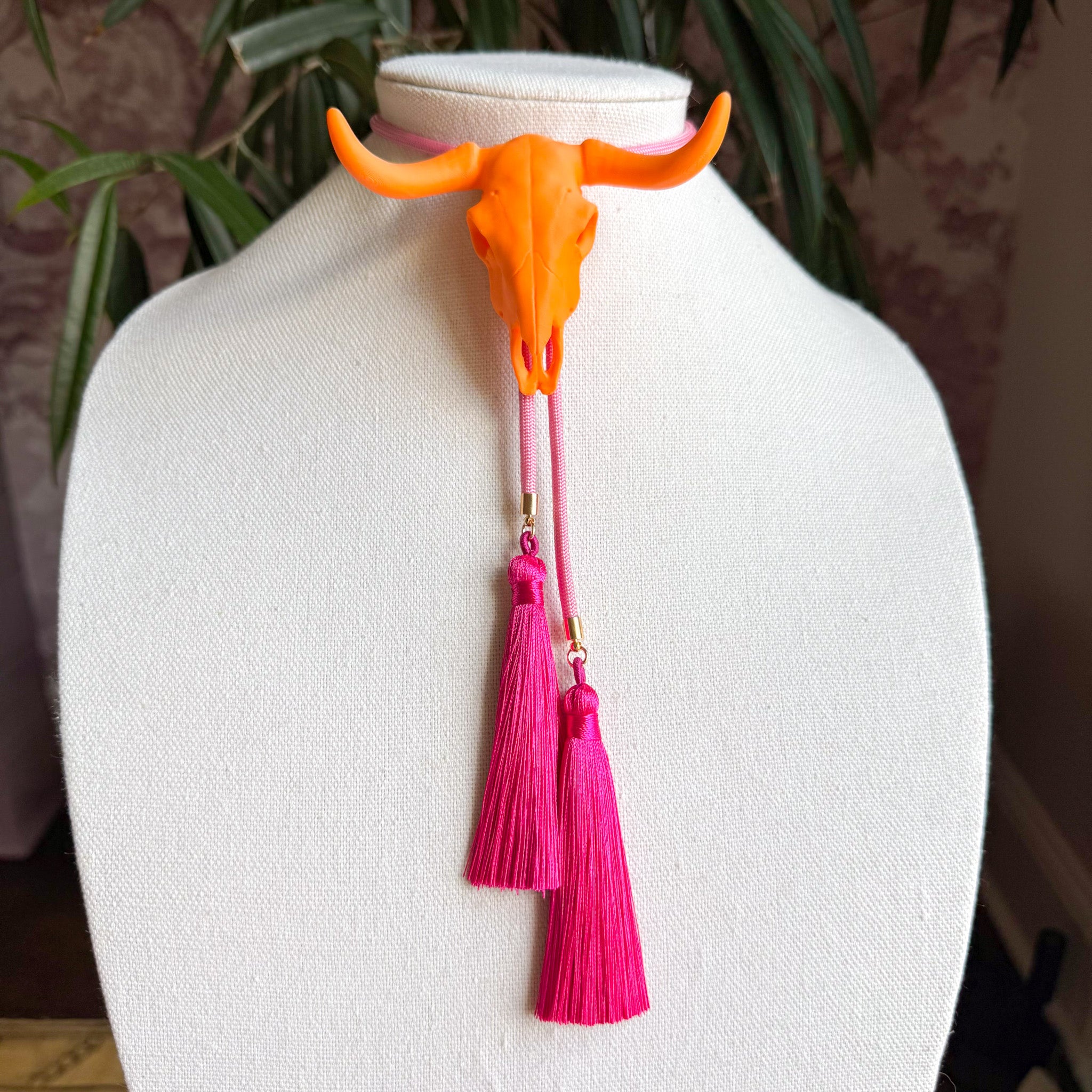 Longhorn Bolo Orange Citrus with Bubblegum Pink & Fuchsia