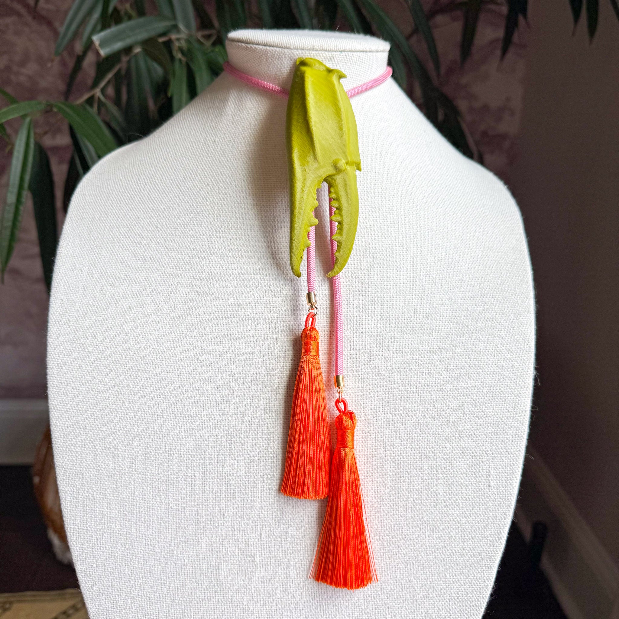 Crab Claw Bolo Olive Green with Bubblegum Pink & Orange