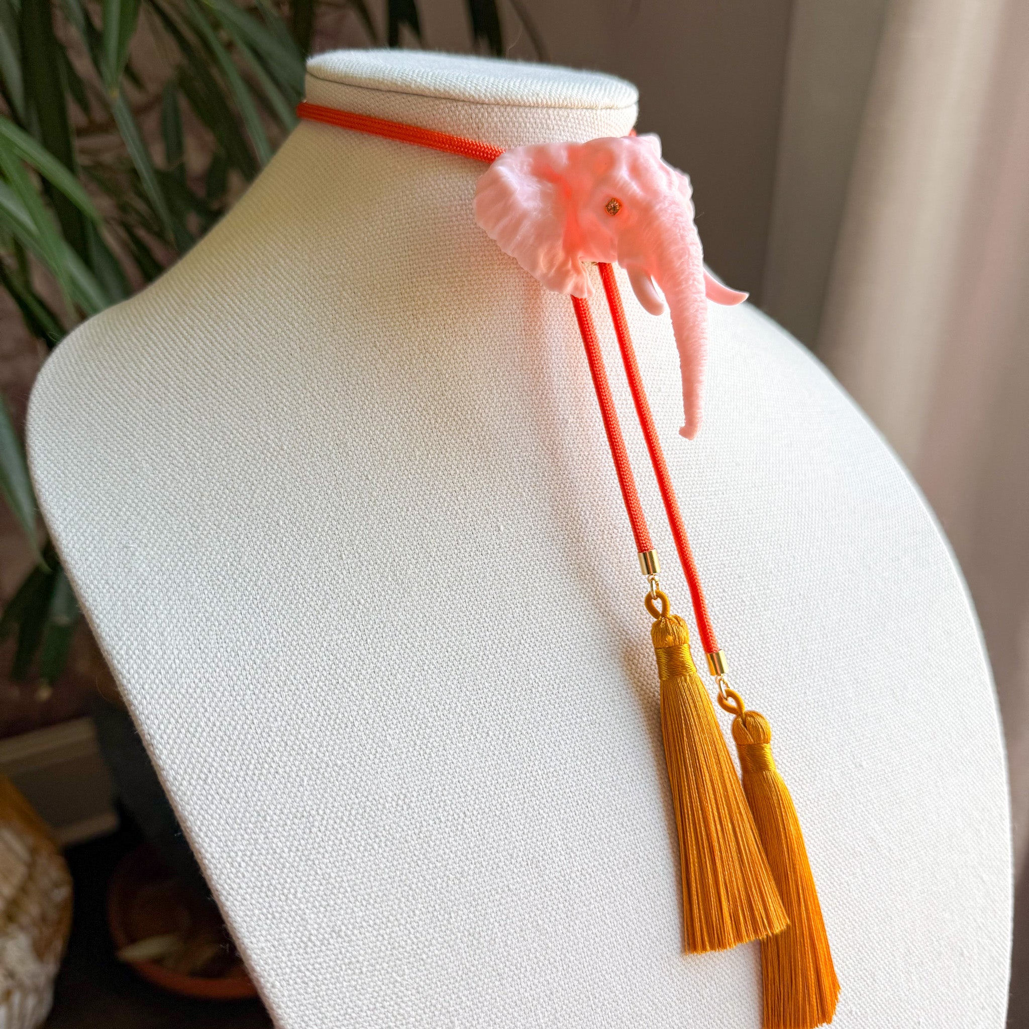 Elephant Bolo Blush Pink with Solar Orange & Golden Yellow