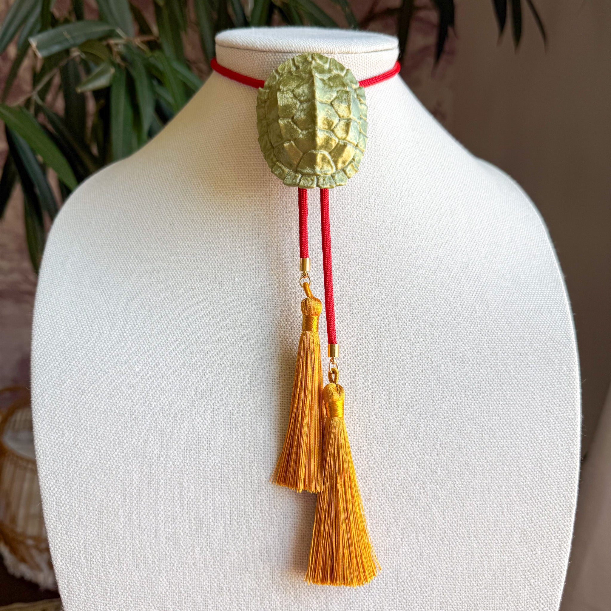 Tortoise Bolo Antique Bronze with Candy Red & Golden Yellow