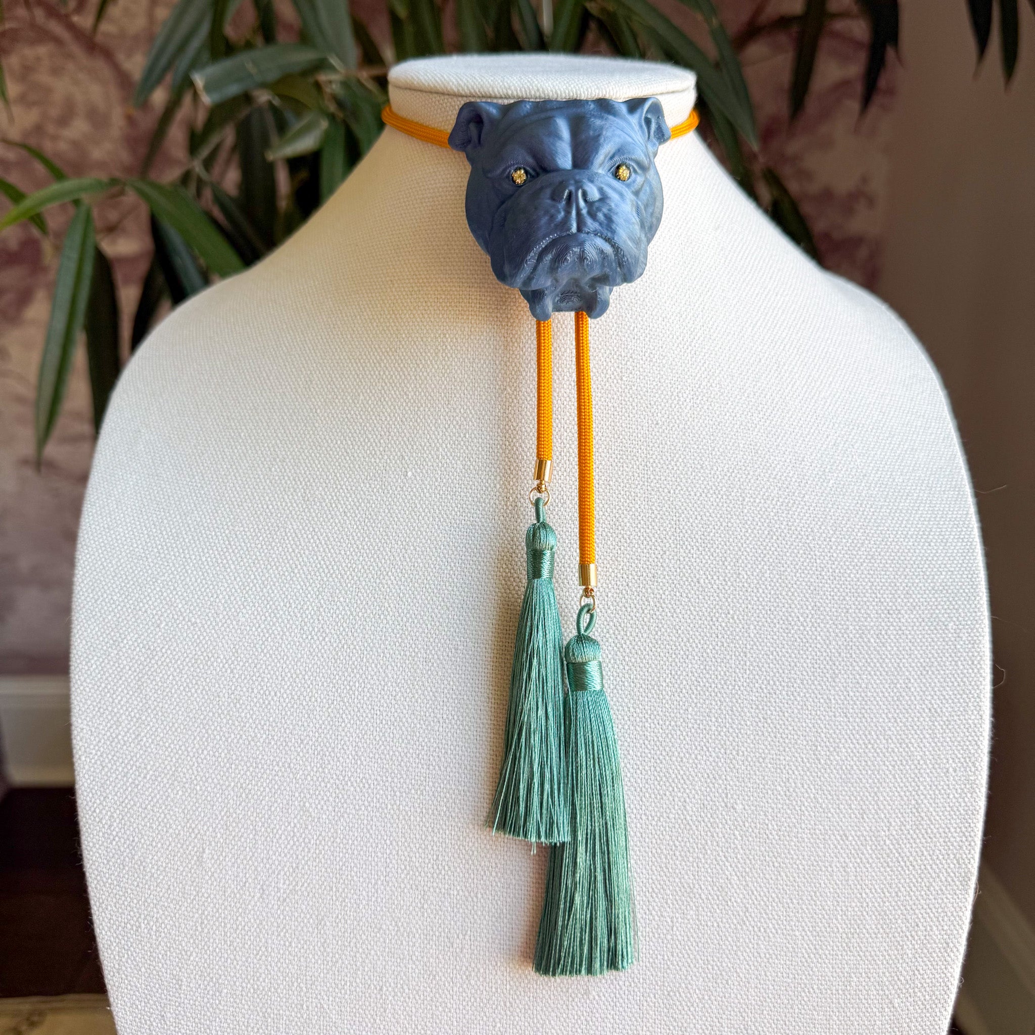 Bulldog Bolo Storm Blue with Golden Yellow & Peacock Blue