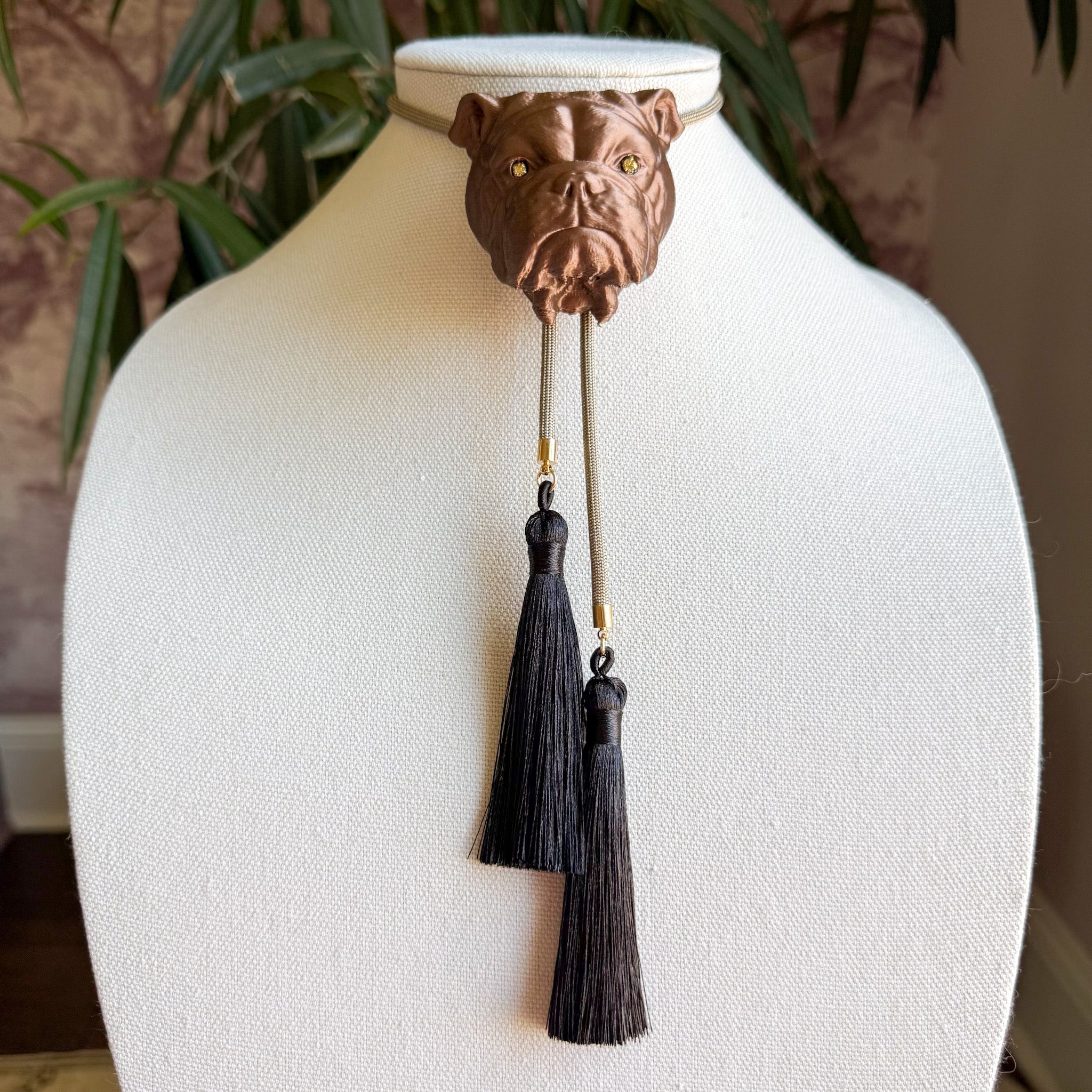 Bulldog Bolo Chocolate with Bronze & Black