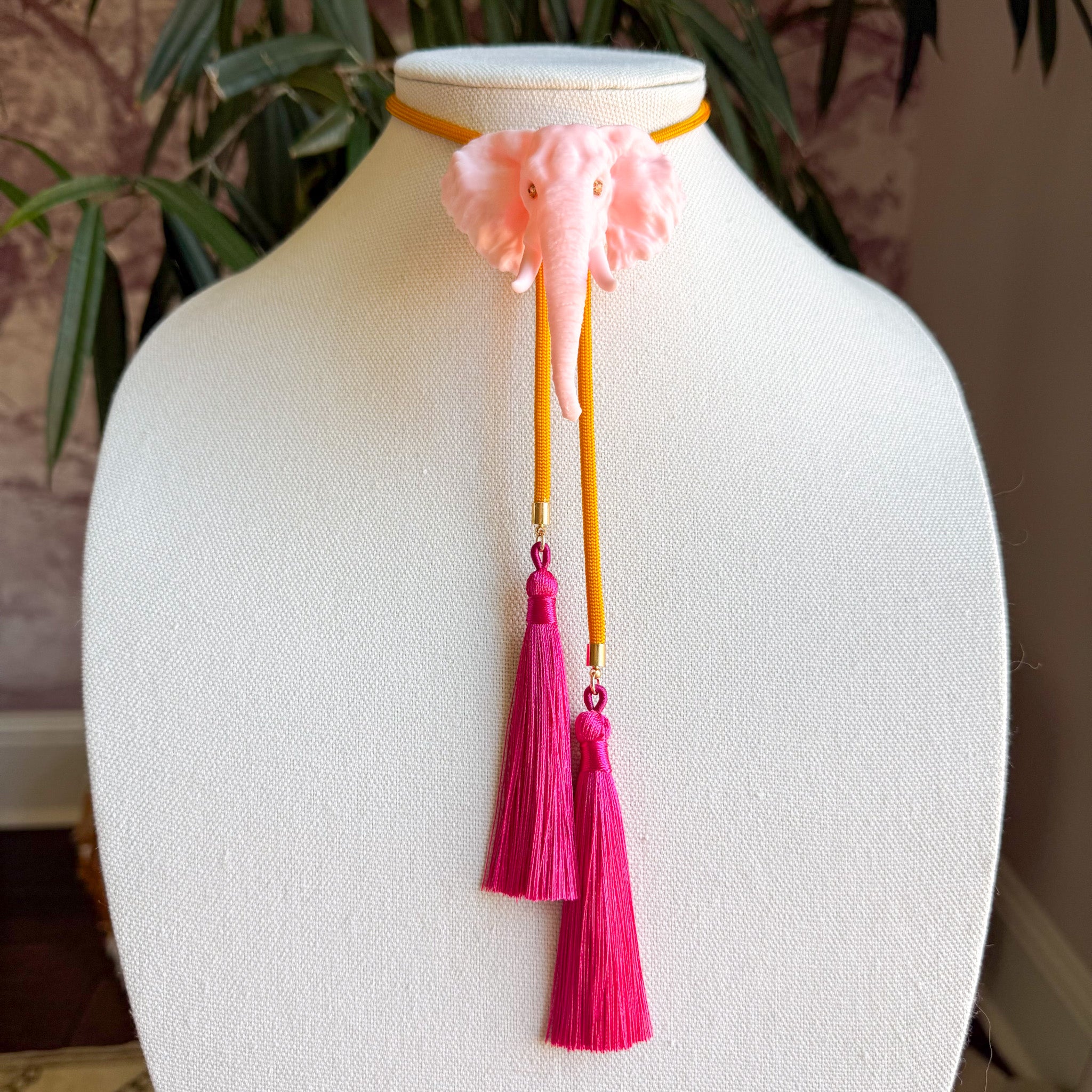 Elephant Bolo Blush Pink with Golden Yellow & Fuchsia