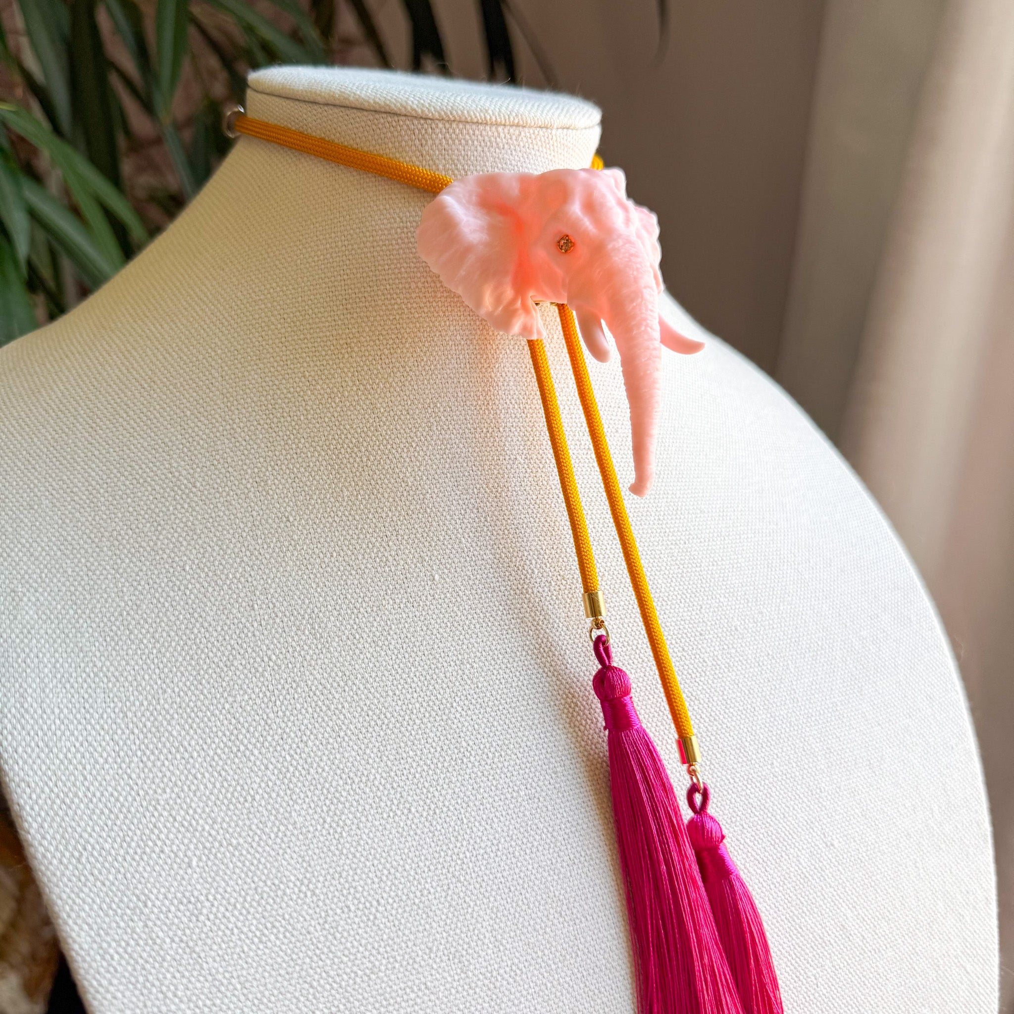 Elephant Bolo Blush Pink with Golden Yellow & Fuchsia
