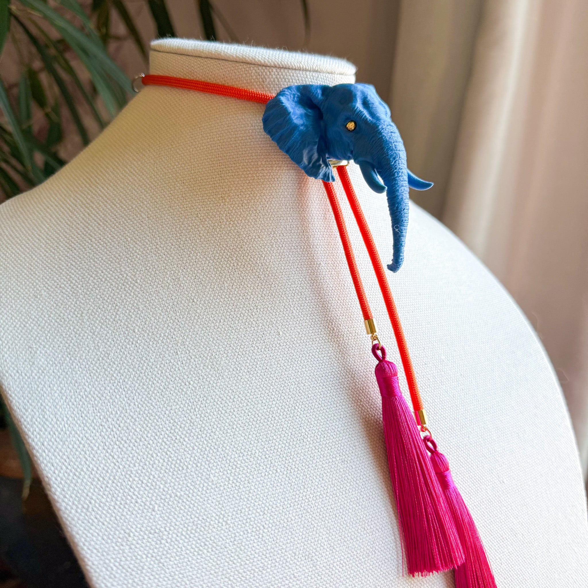 Elephant Bolo Ocean Blue with Solar Orange & Fuchsia