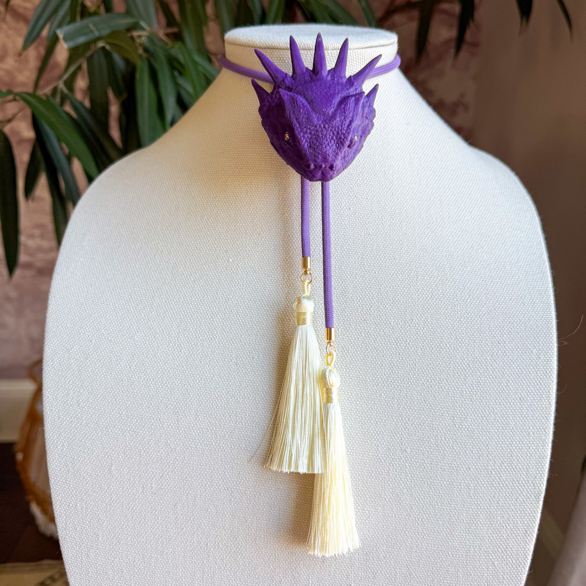 Horned Frog Bolo Deep Purple with Lavender & Ivory