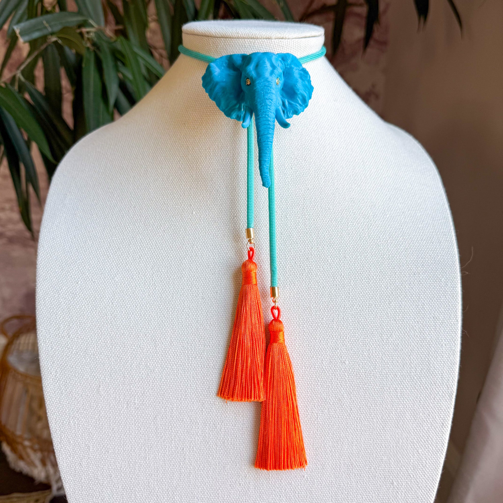 Elephant Bolo Aqua Blue with Turquoise & Orange