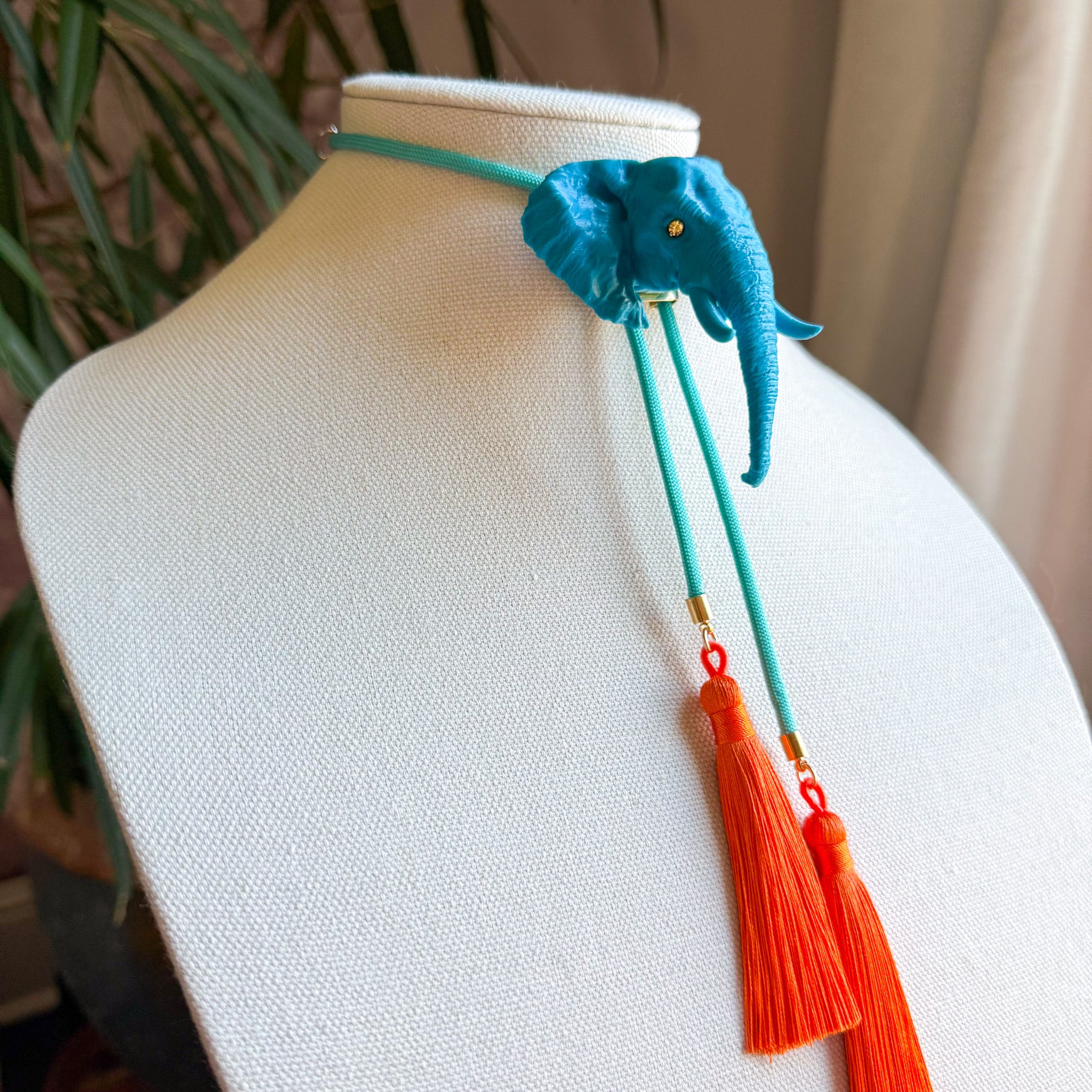 Elephant Bolo Aqua Blue with Turquoise & Orange
