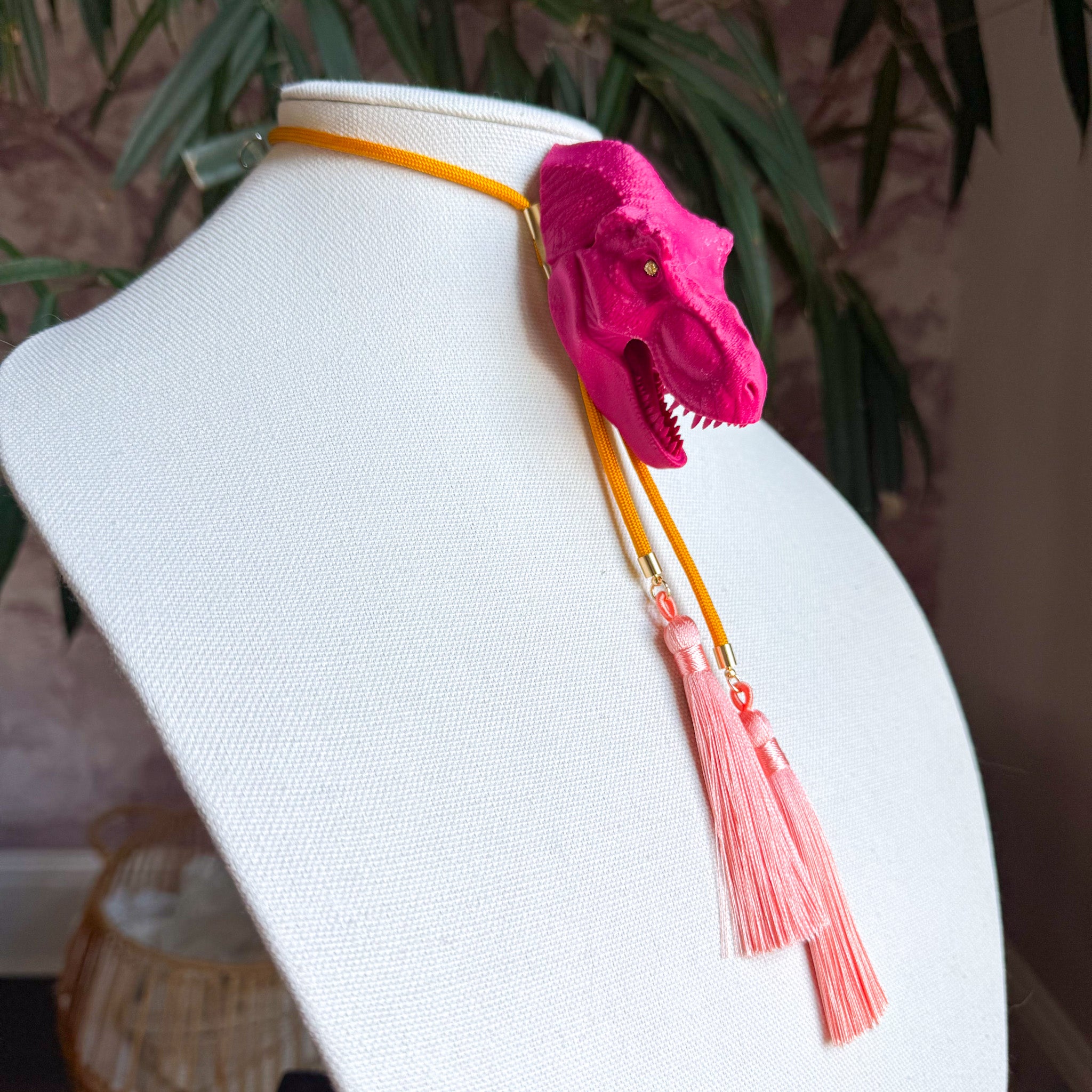 T Rex Bolo Raspberry Pink with Golden Yellow & Peach