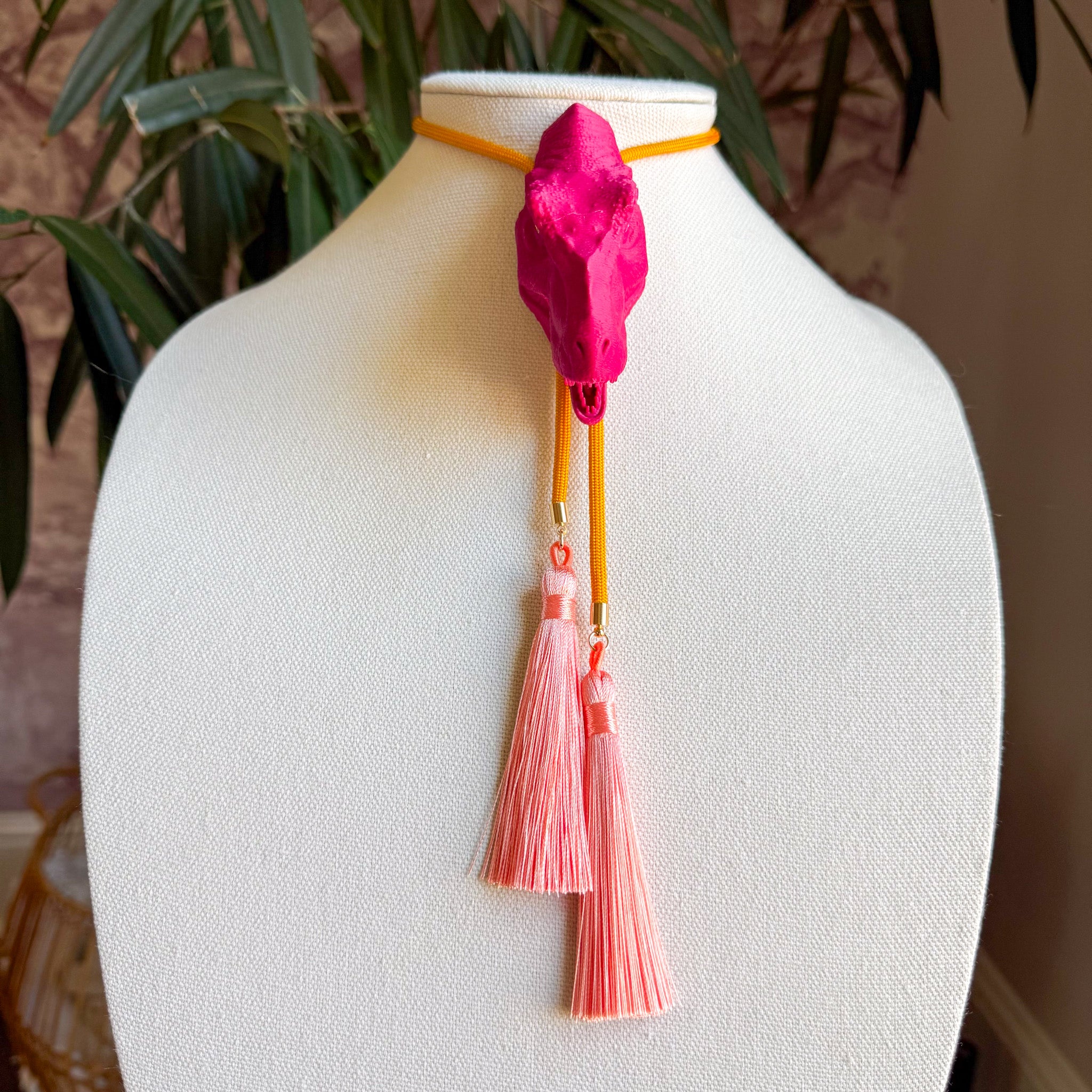 T Rex Bolo Raspberry Pink with Golden Yellow & Peach