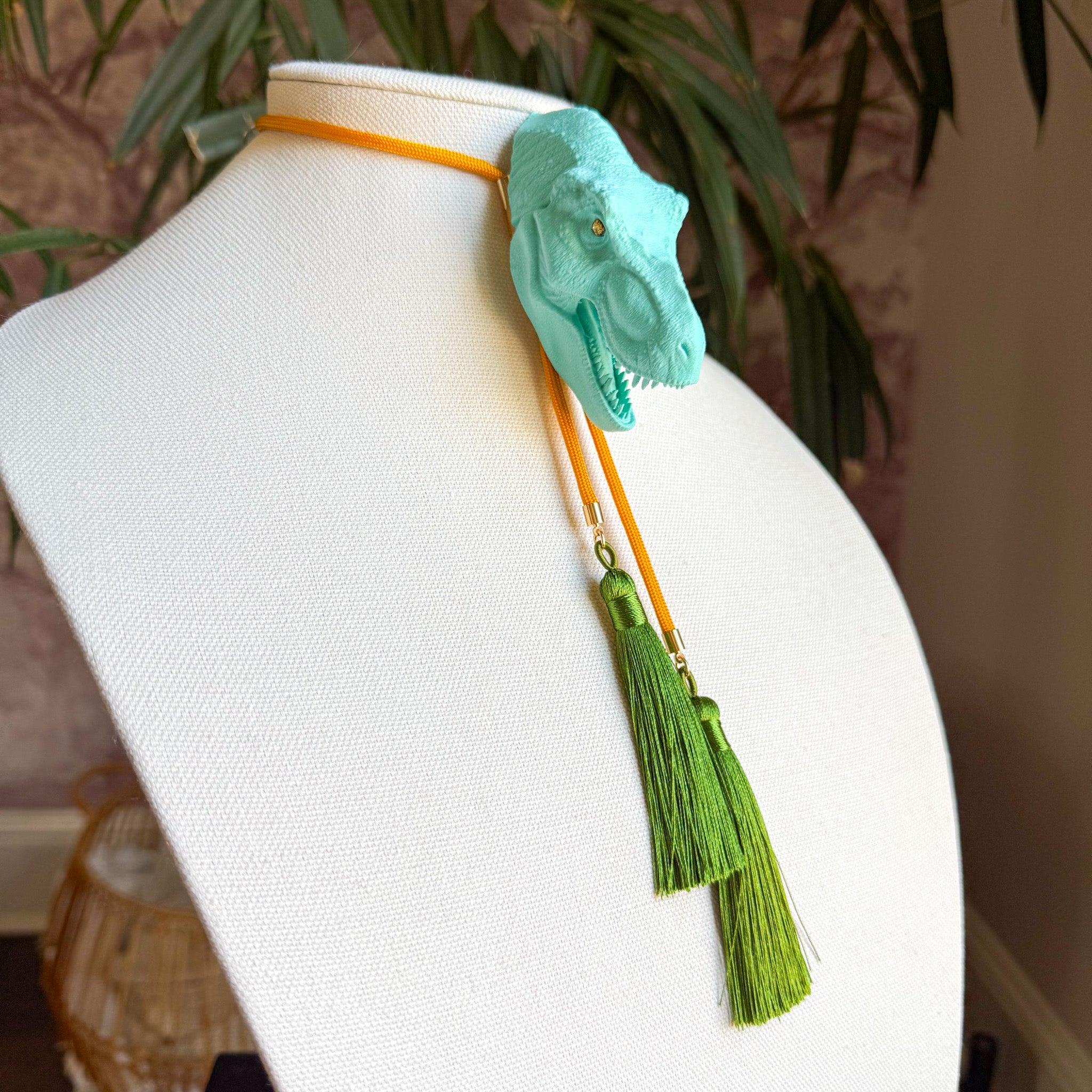 T Rex Bolo Turquoise with Golden Yellow & Olive