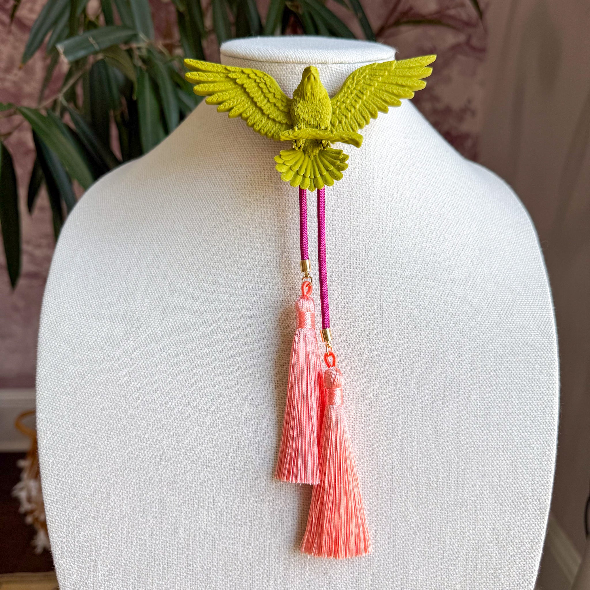 Eagle Bolo Olive Green with Fuchsia & Peach