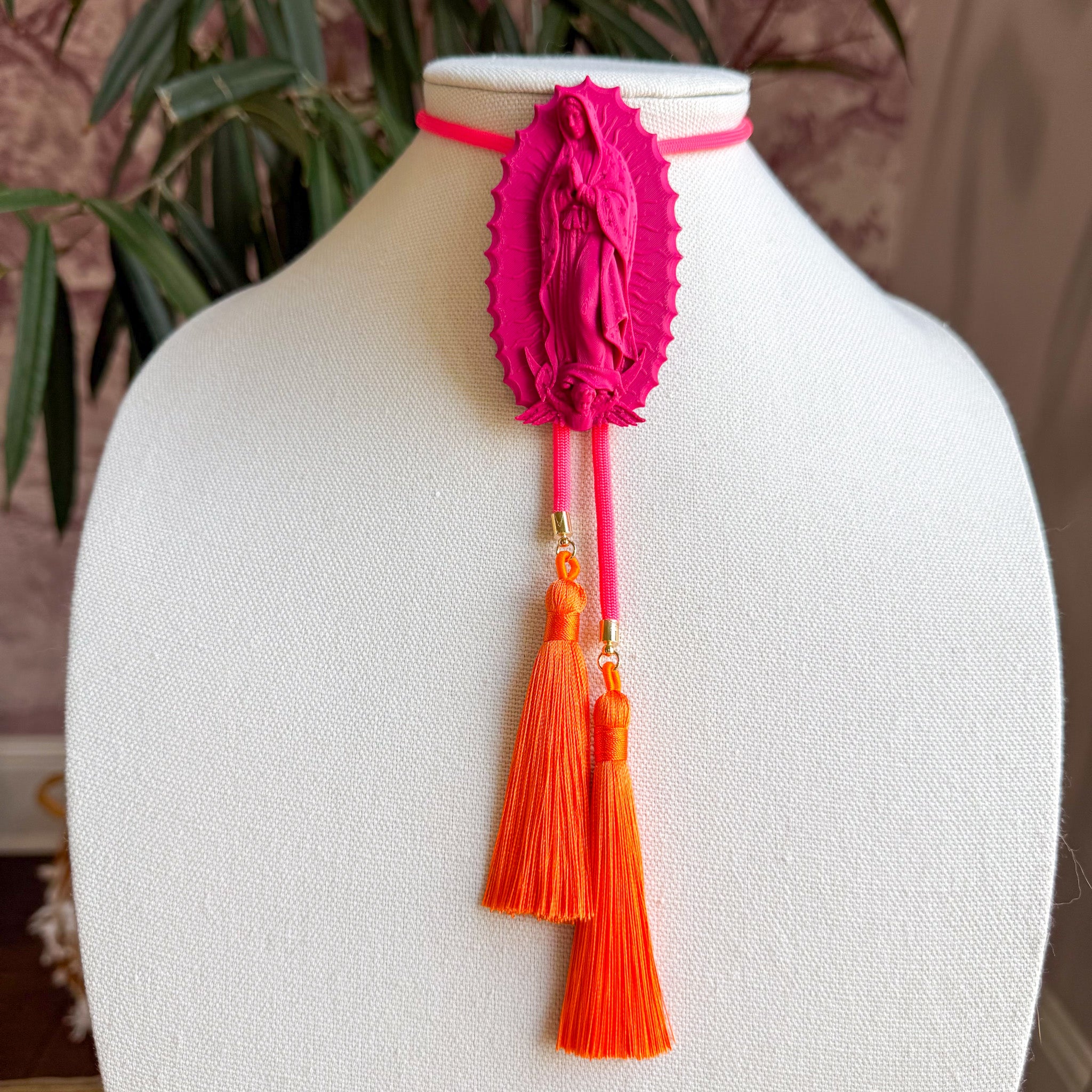 Our Lady of Glitterati Bolo Raspberry Pink with Neon Pink & Orange