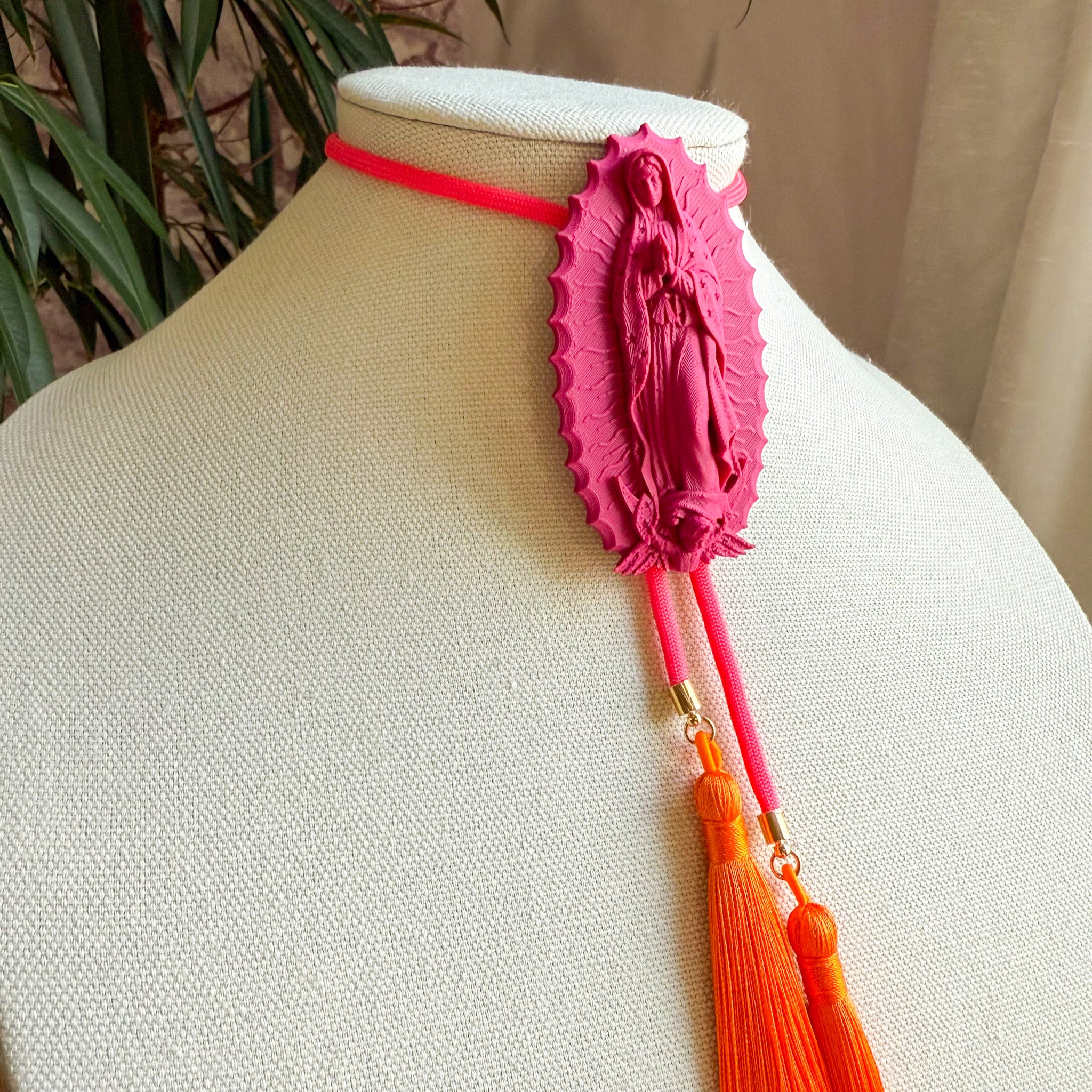 Our Lady of Glitterati Bolo Raspberry Pink with Neon Pink & Orange