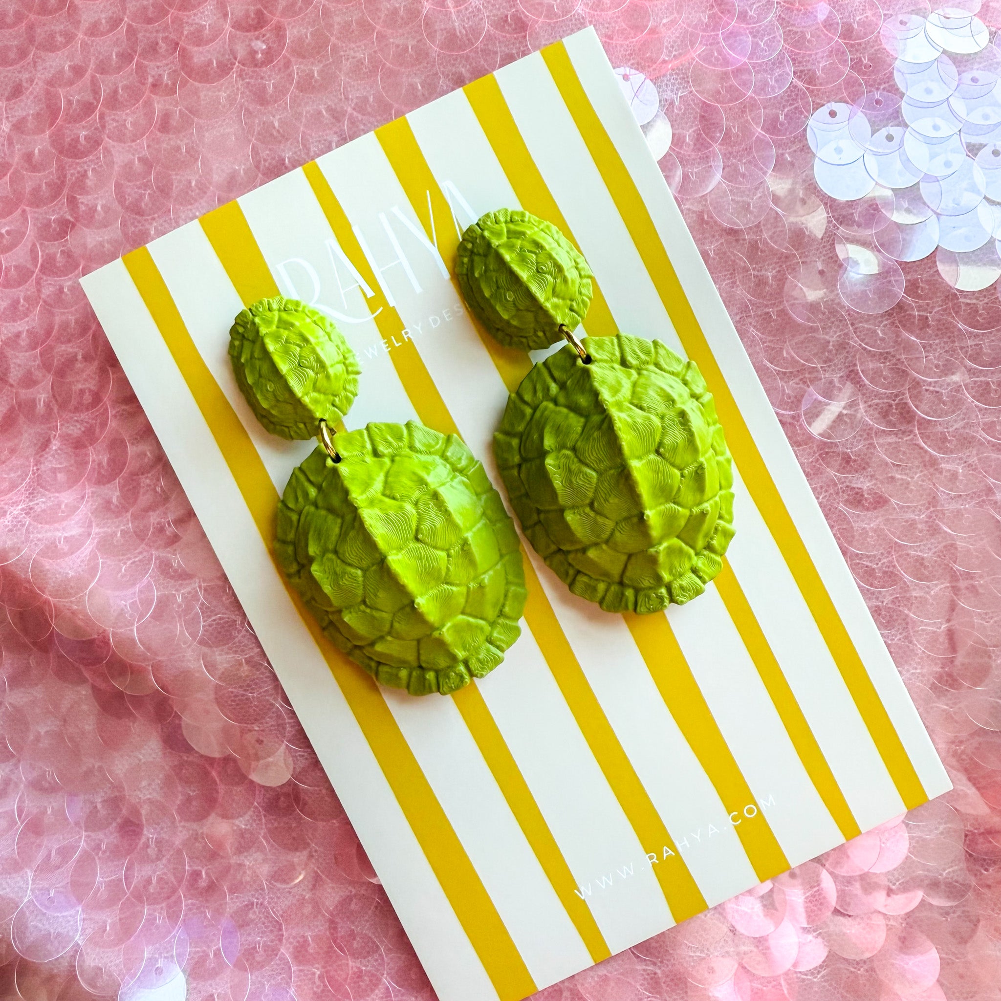 Tortoise Olive Green Statement Earrings