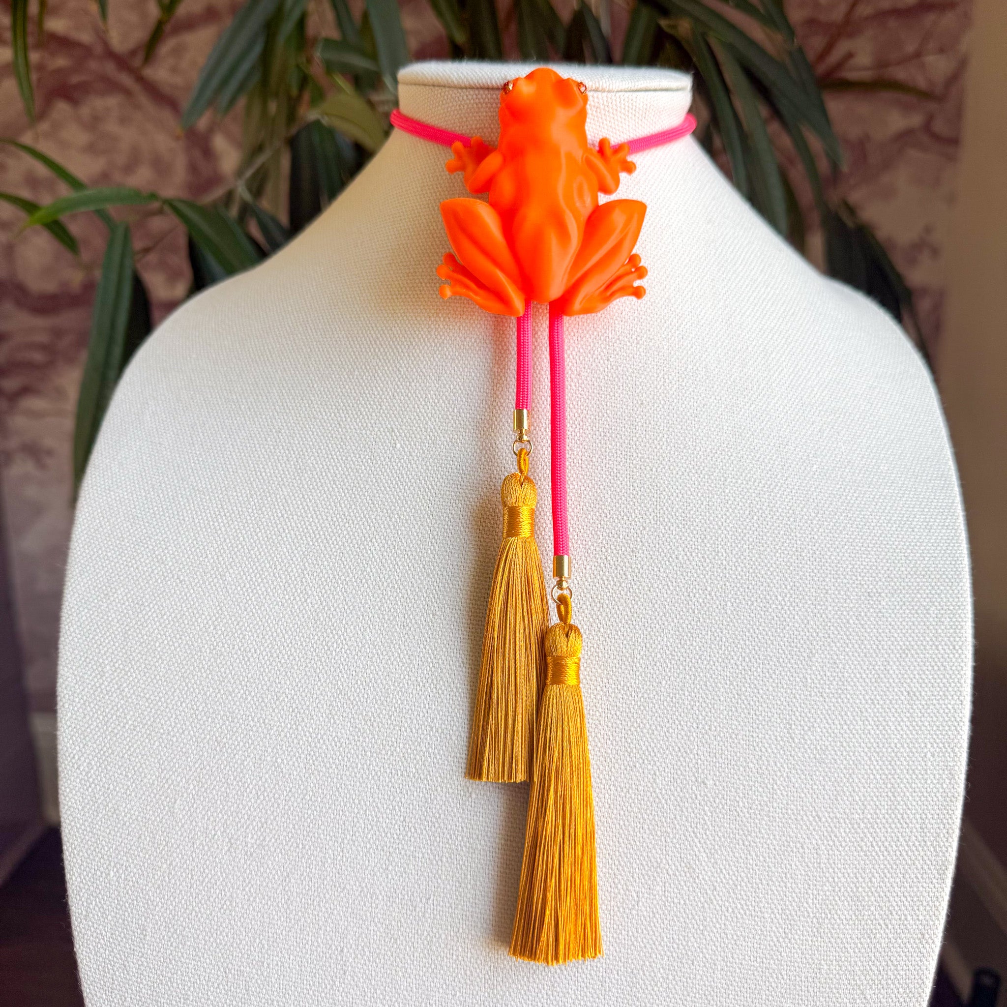 Tree Frog Bolo Burnt Orange with Neon Pink & Golden Yellow