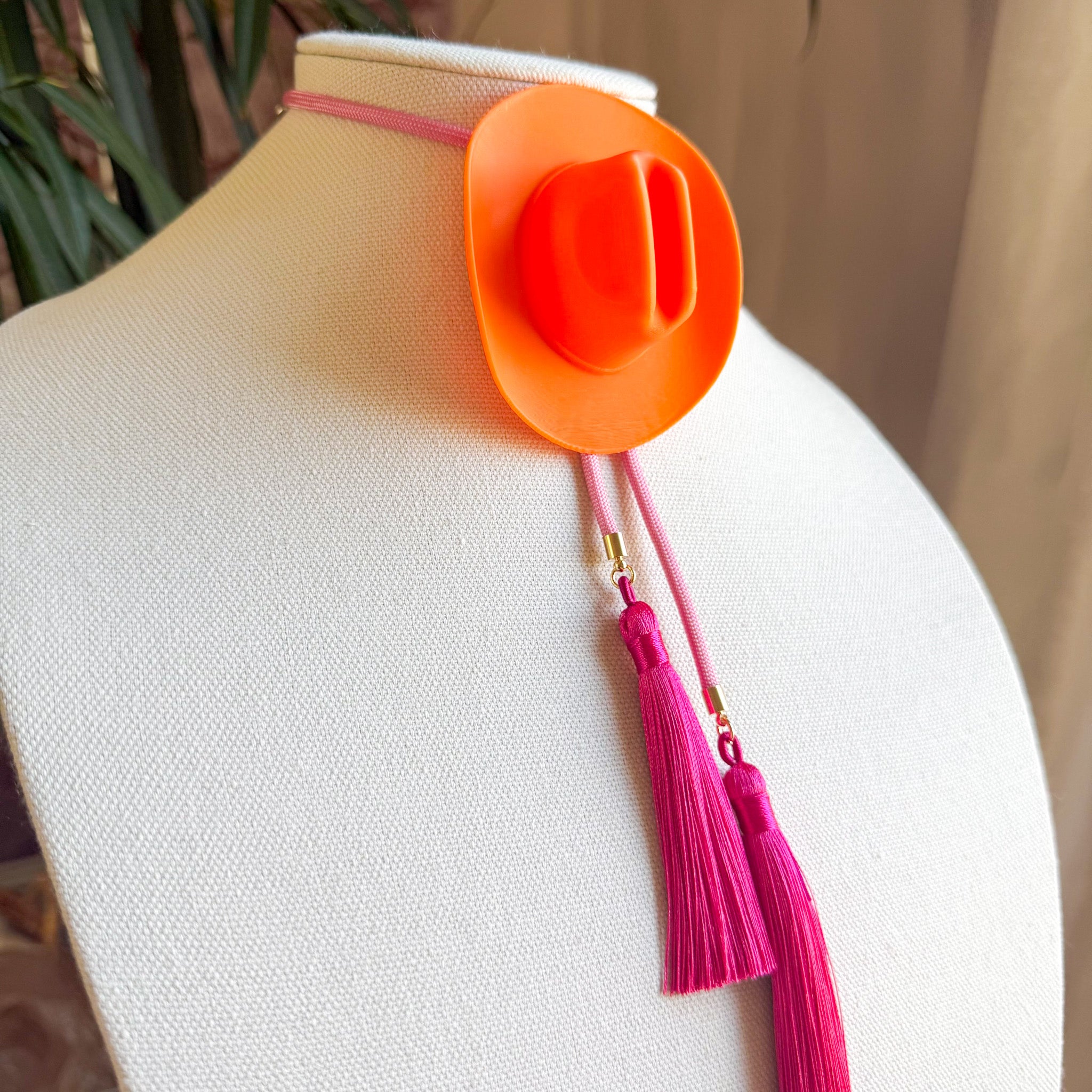 Cowboy Hat Bolo Burnt Orange with Bubblegum Pink & Fuchsia