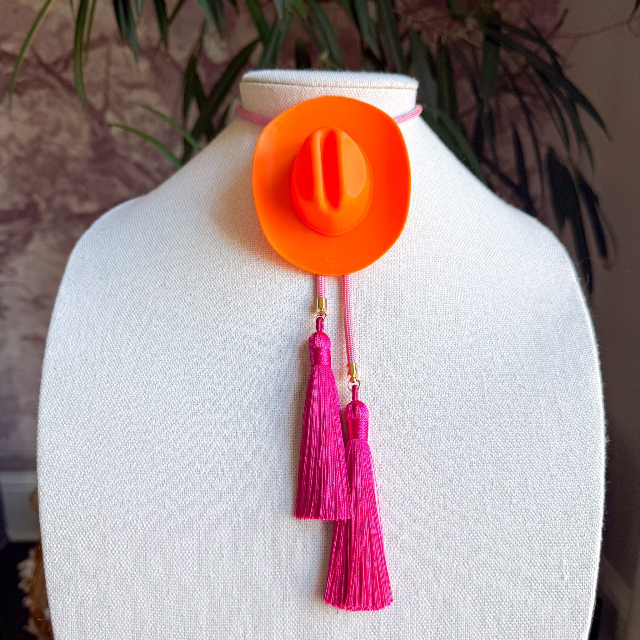 Cowboy Hat Bolo Burnt Orange with Bubblegum Pink & Fuchsia