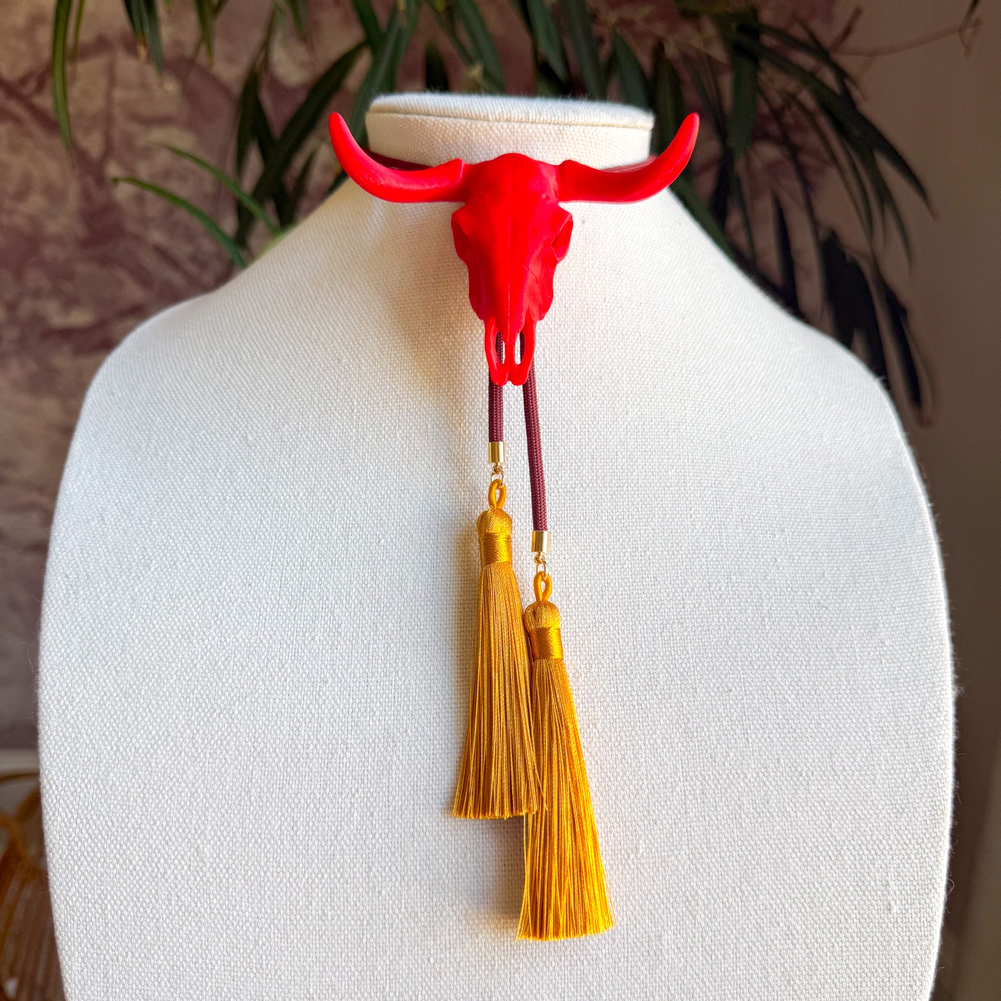 Longhorn Bolo Candy Red with Maroon & Golden Yellow