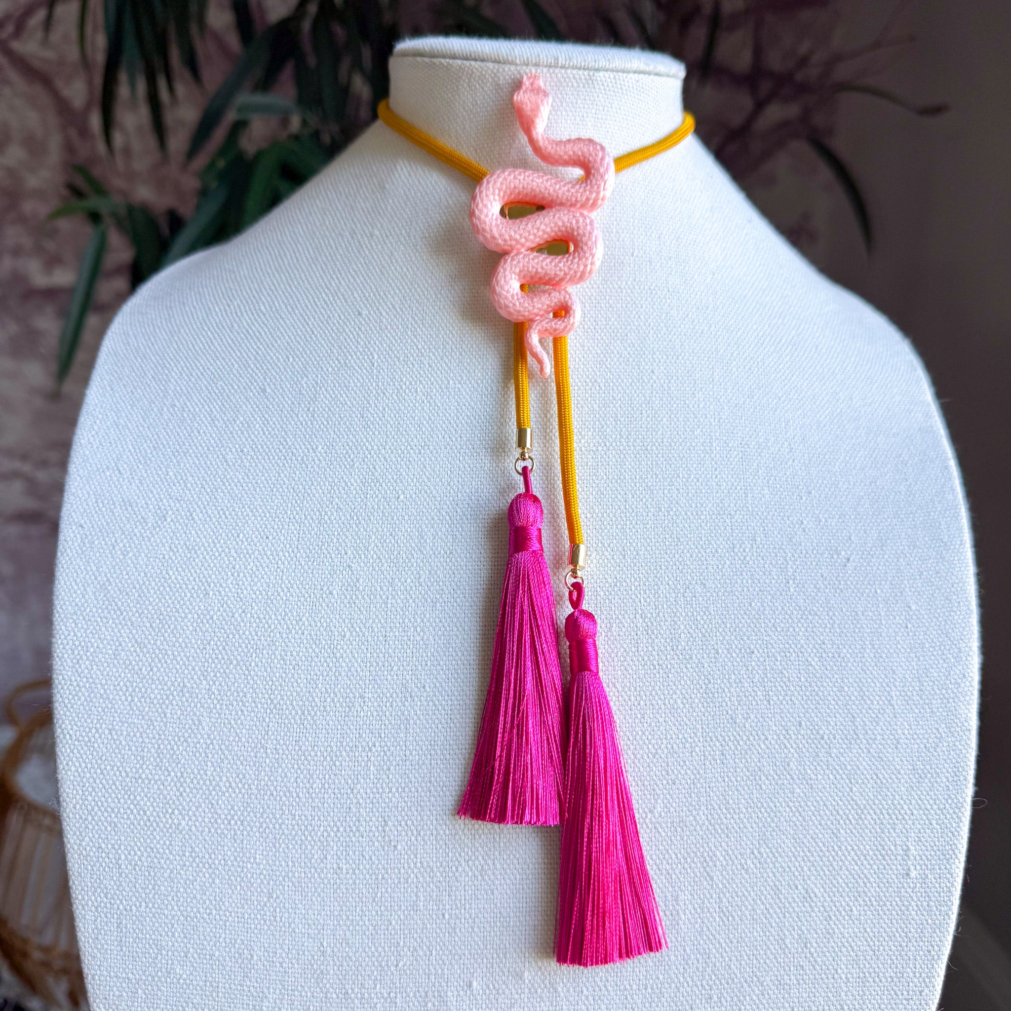 Snake Bolo Sugar Pink with Golden Yellow & Fuchsia