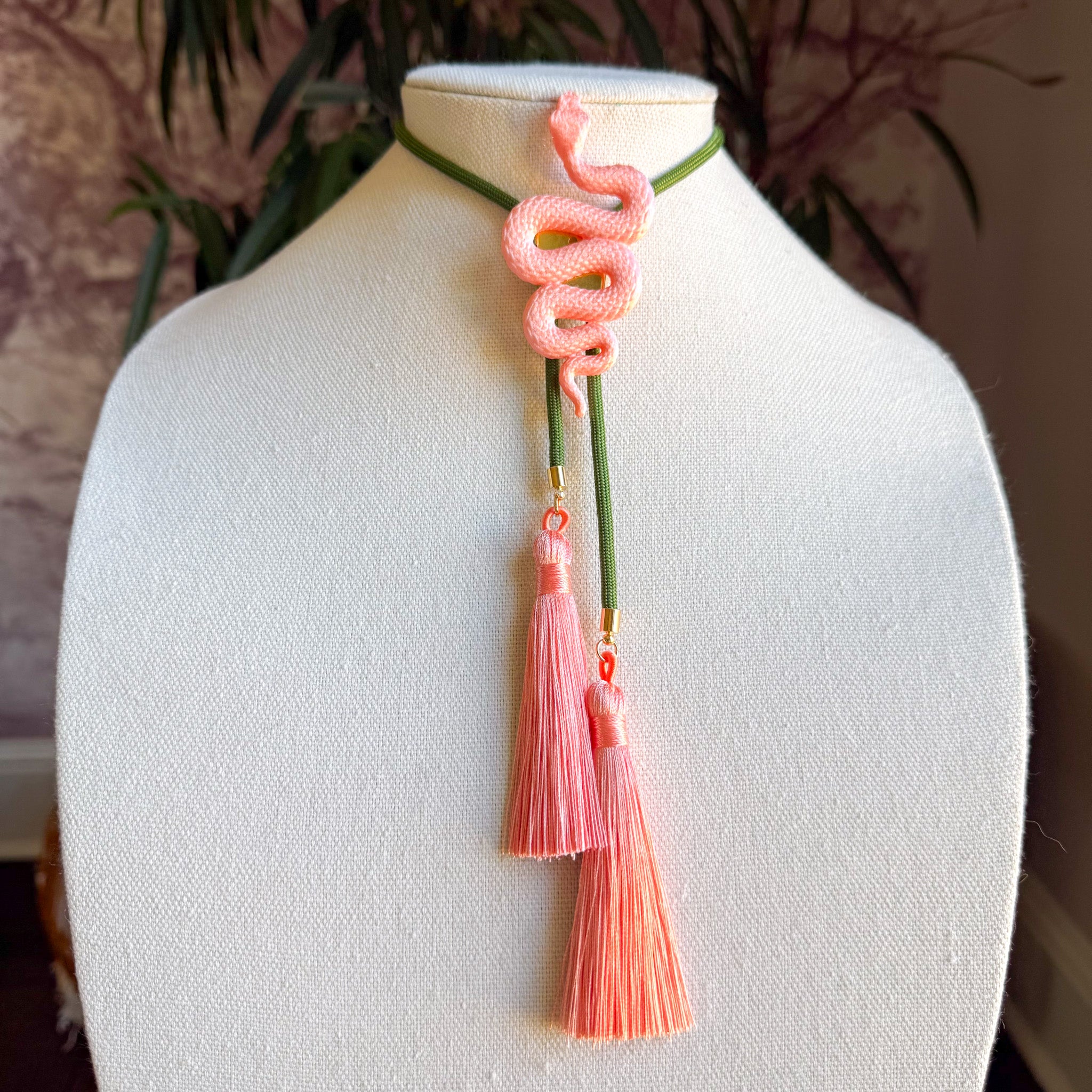 Snake Bolo Sugar Pink with Olive & Peach
