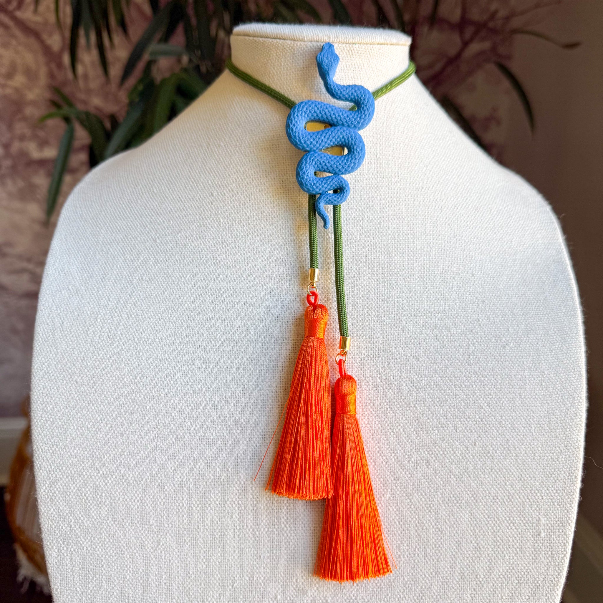 Snake Bolo Ocean Blue with Olive & Orange